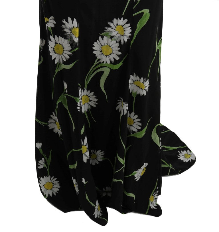Black scarf with daisy pattern