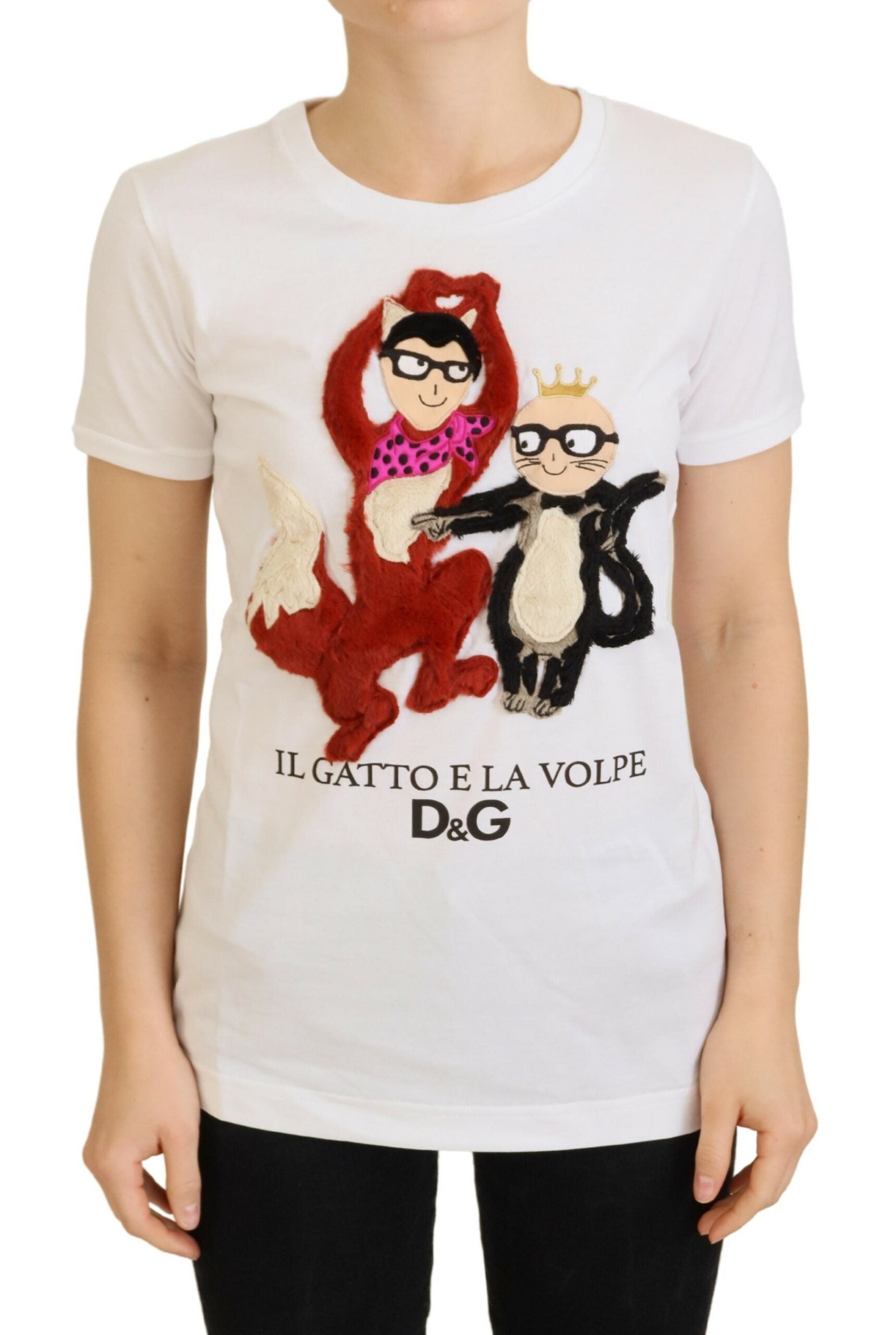 White t-shirt with cartoon characters