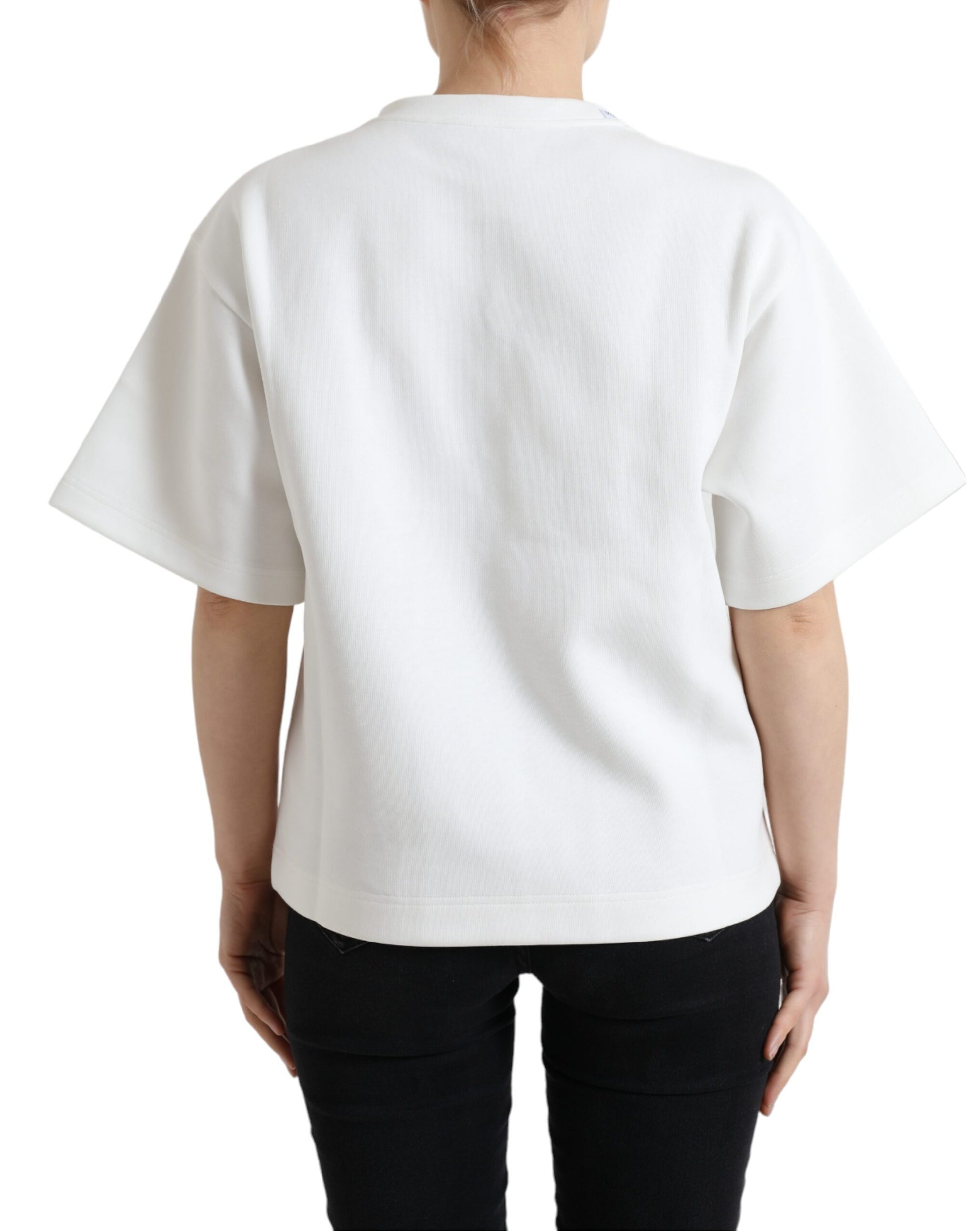 White cropped top with ruffled sleeves
