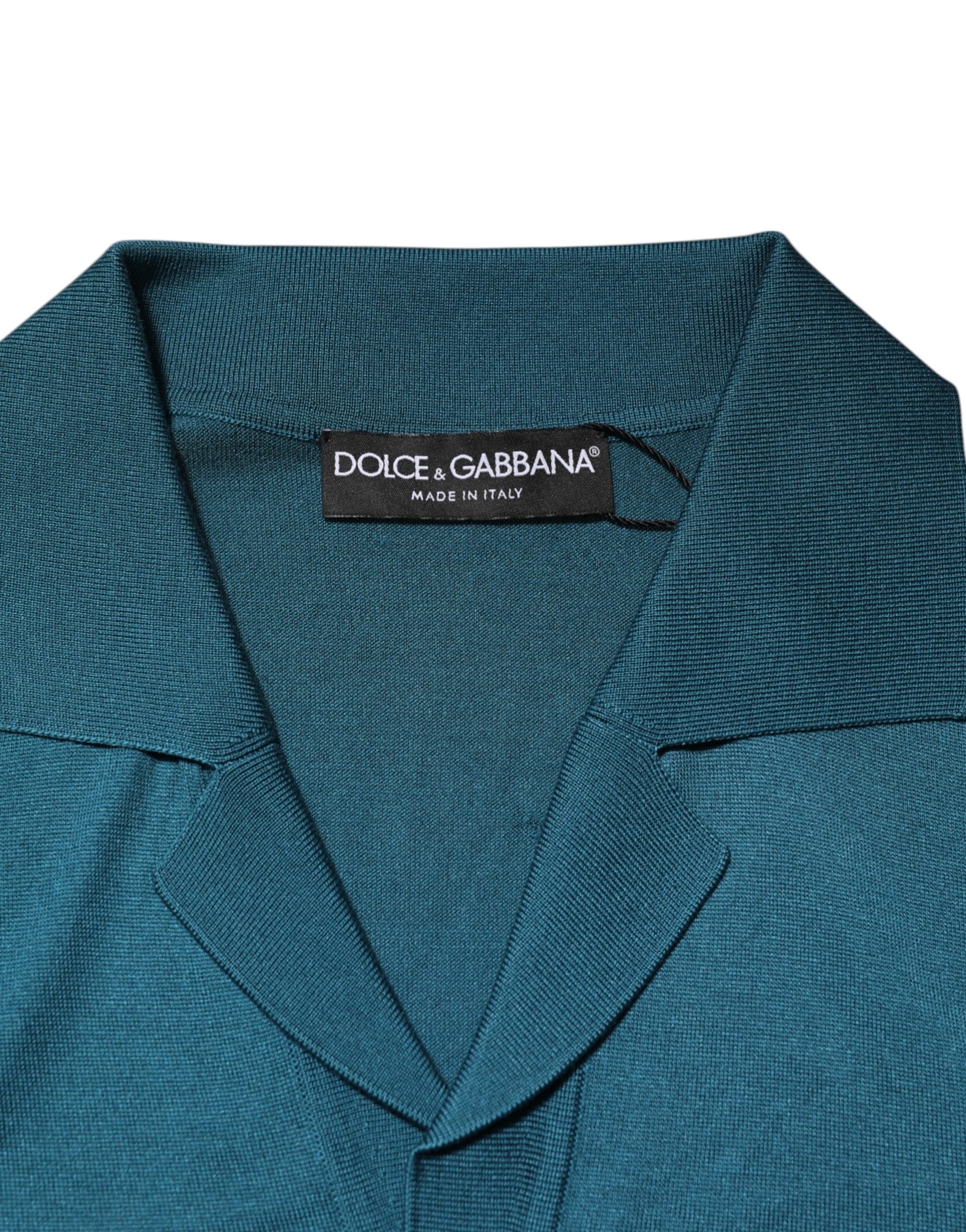 Blue shirt with brand label on front