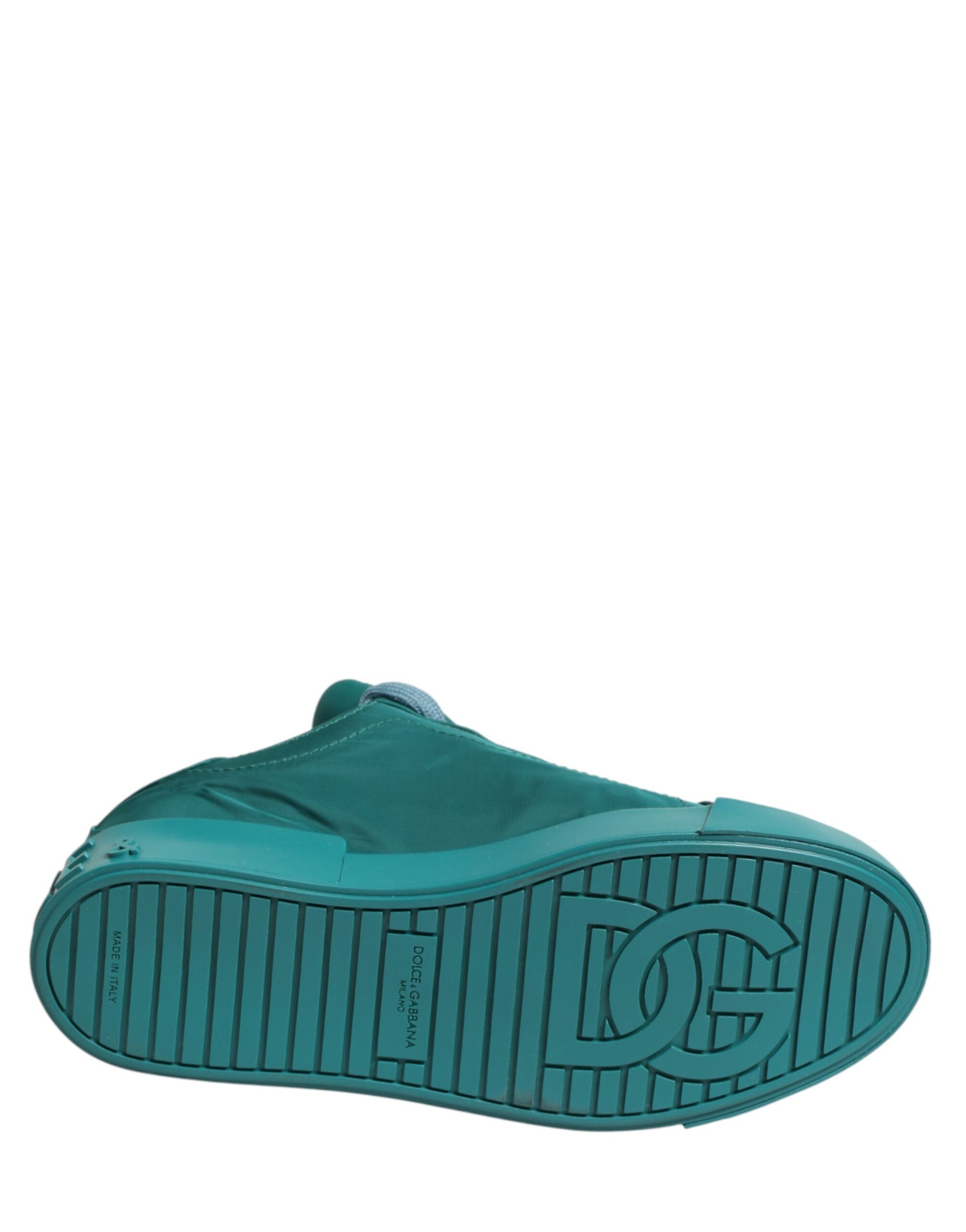 A single teal men's shoe with a low top, featuring the Dolce & Gabbana logo on the side