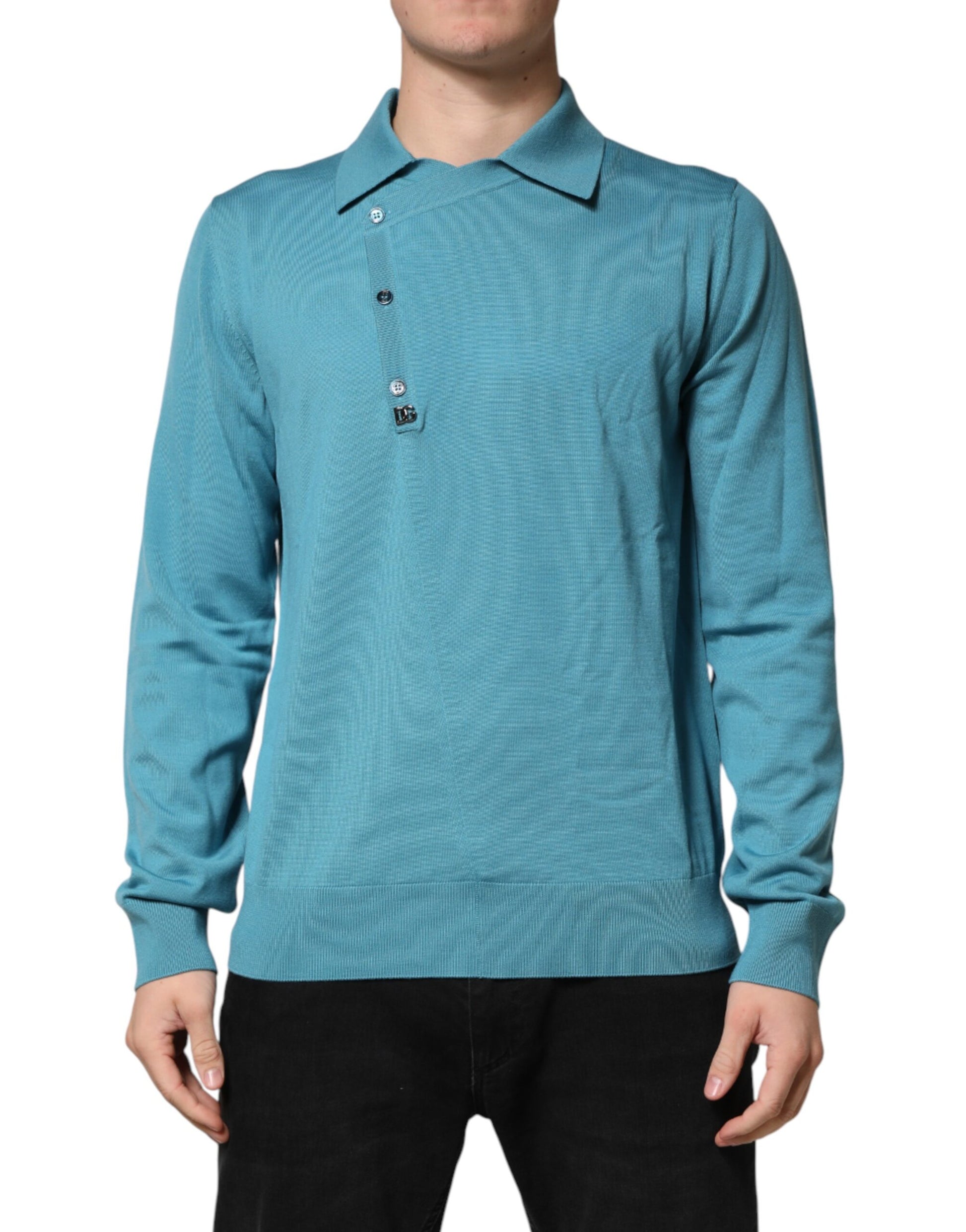 Long sleeve blue sweater on mannequin