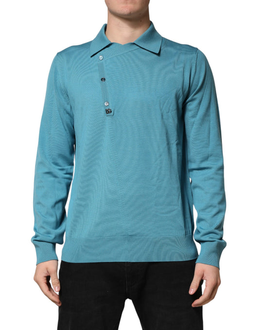 Long sleeve blue sweater on mannequin