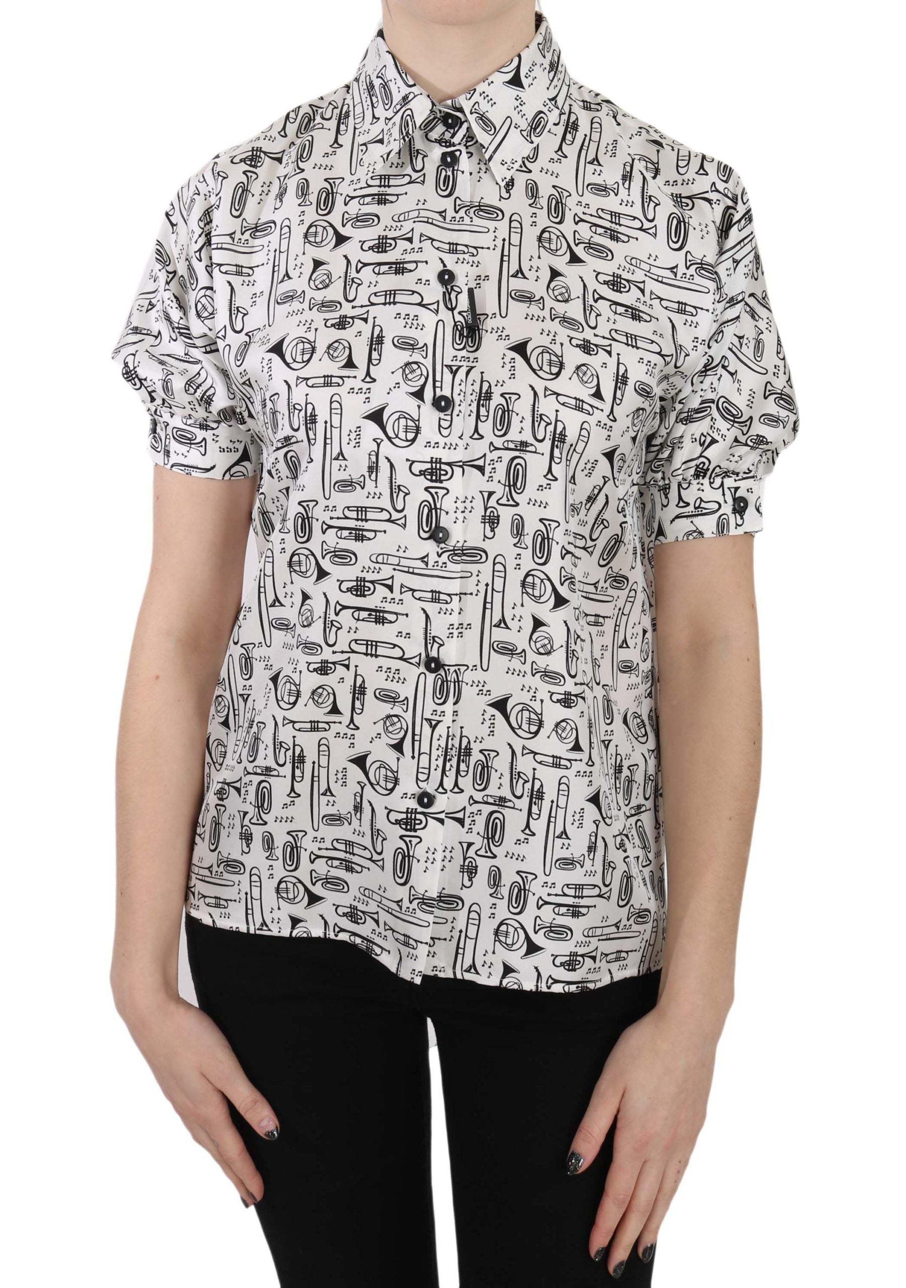 Short sleeve shirt with black and white pattern