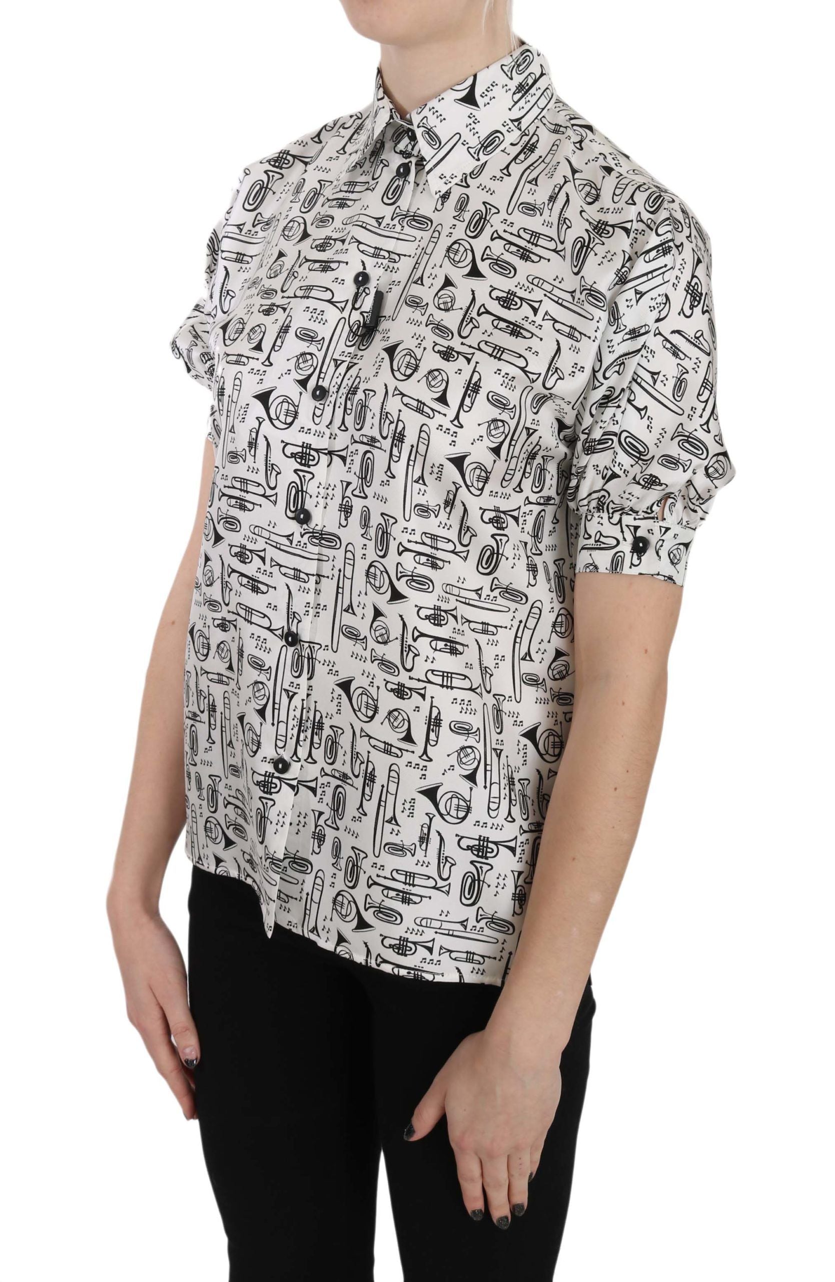 Short sleeve shirt with black and white pattern