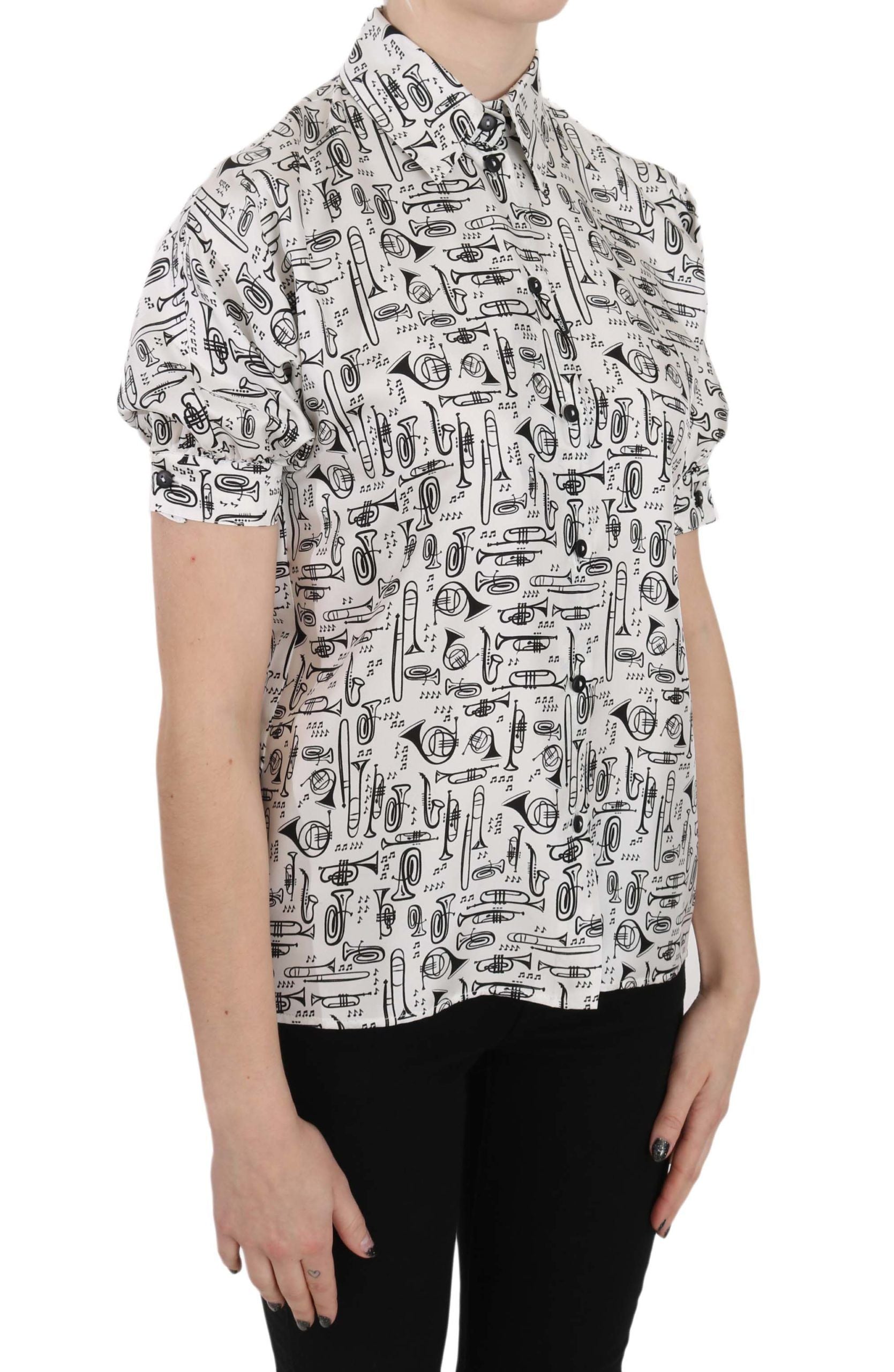 Short sleeve shirt with black and white pattern
