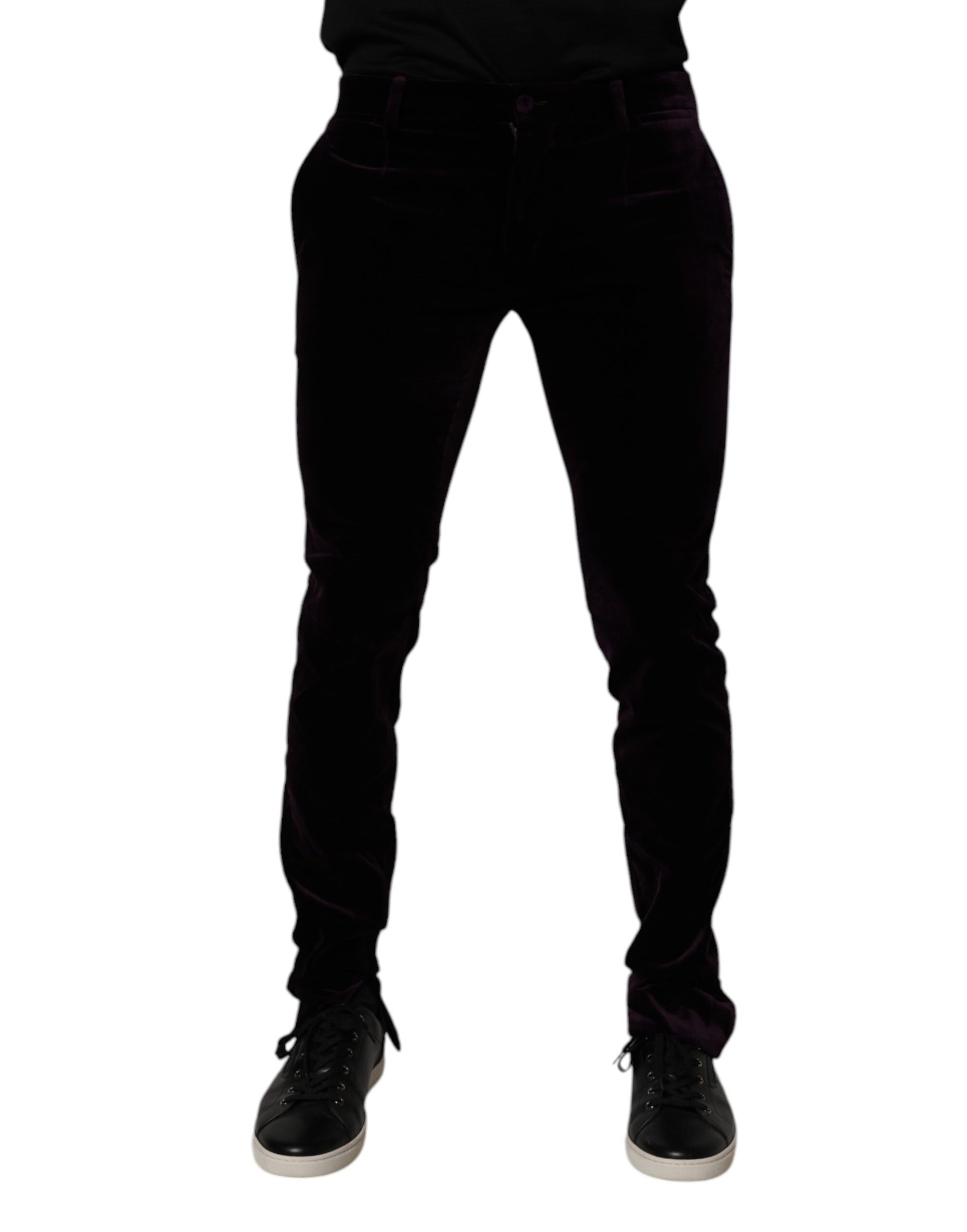 A pair of men's formal pants in violet velvet cotton
