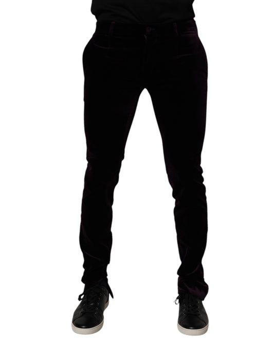 A pair of men's formal pants in violet velvet cotton