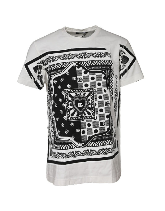 White t-shirt with black tribal design on front