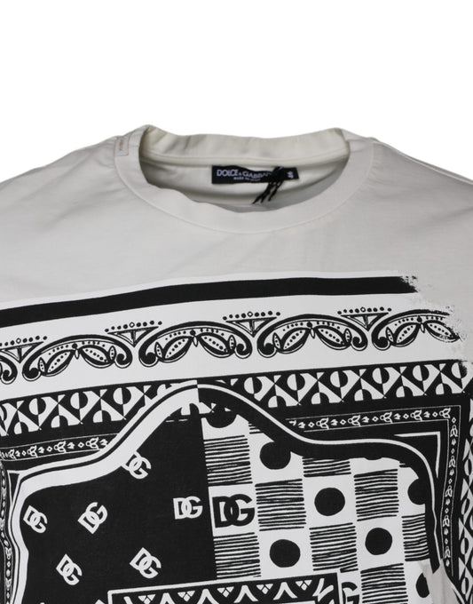 White t-shirt with black tribal pattern on front