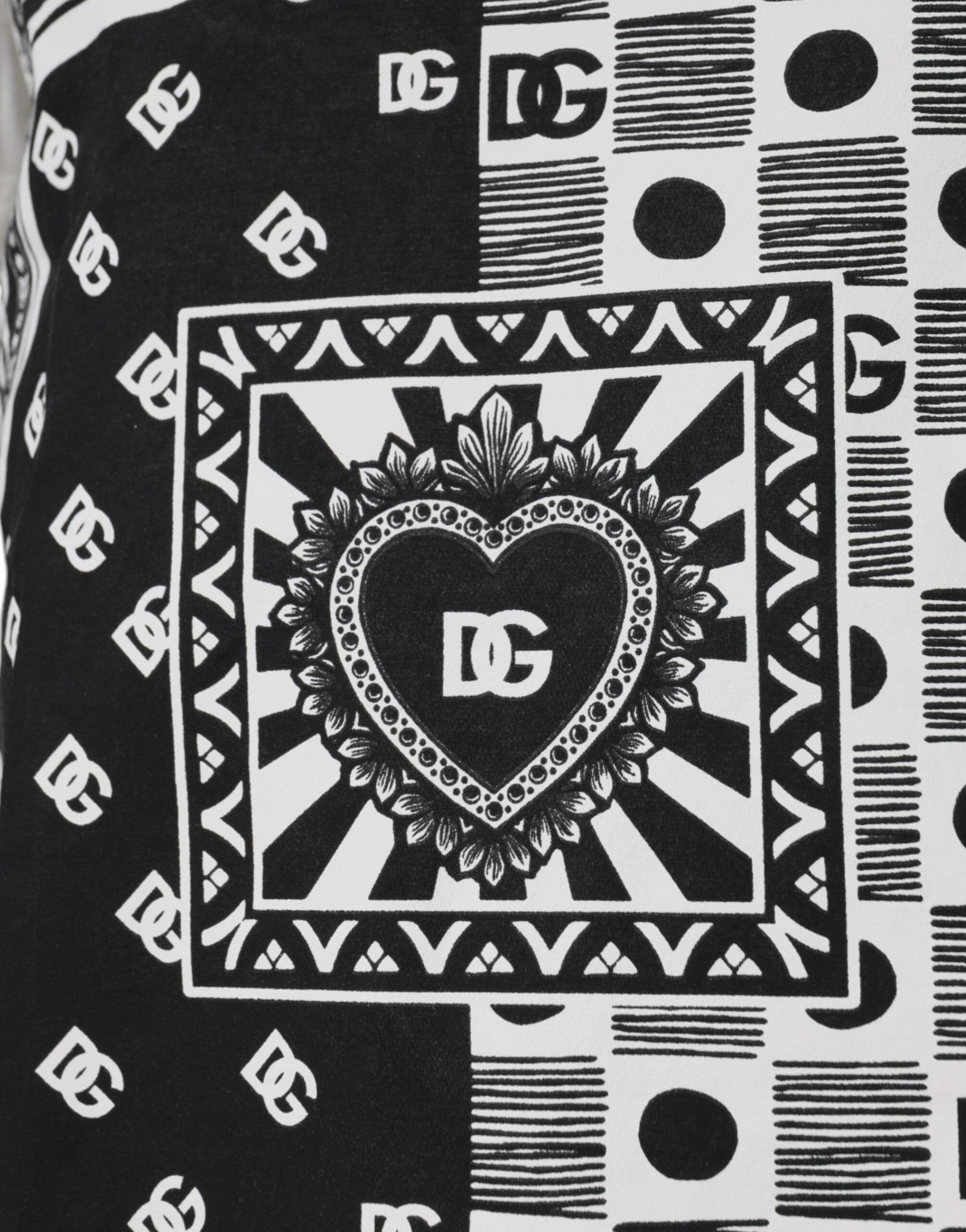 Black and white towel with heart design