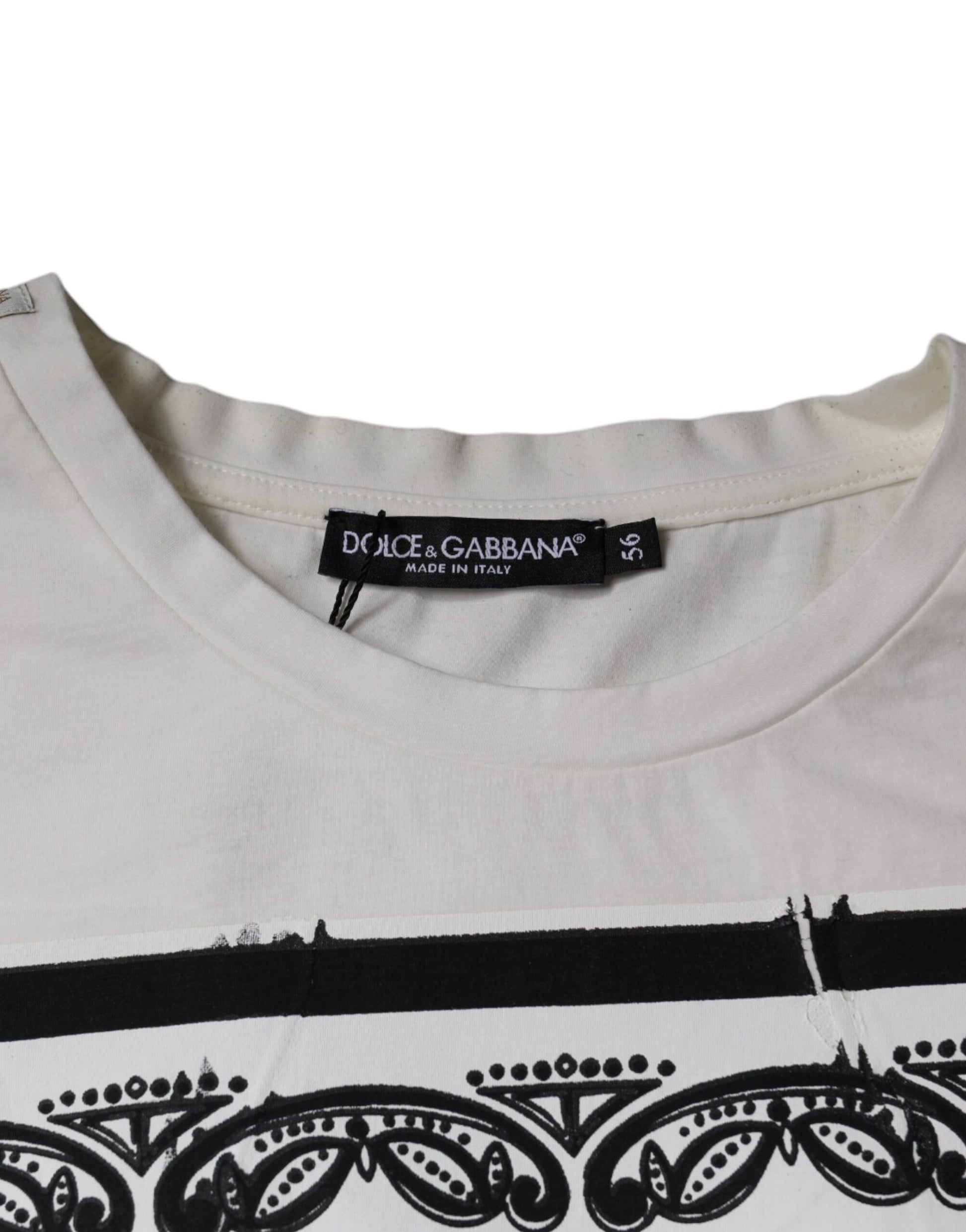 White shirt with black pattern on front