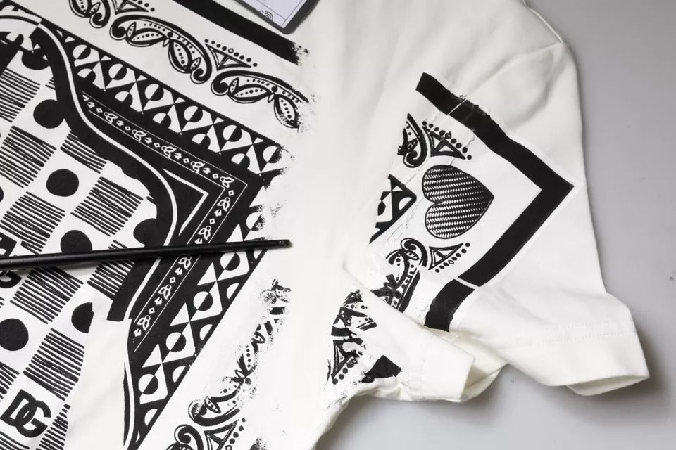 White t-shirt with black tribal design