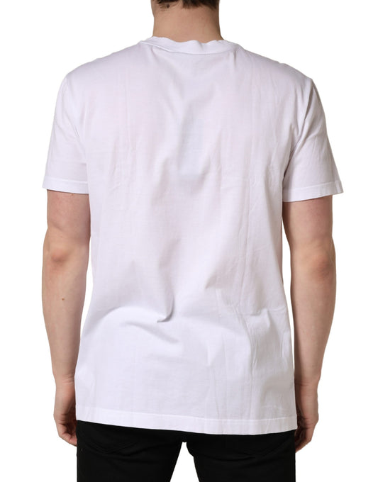 White short sleeve t-shirt on a person's back