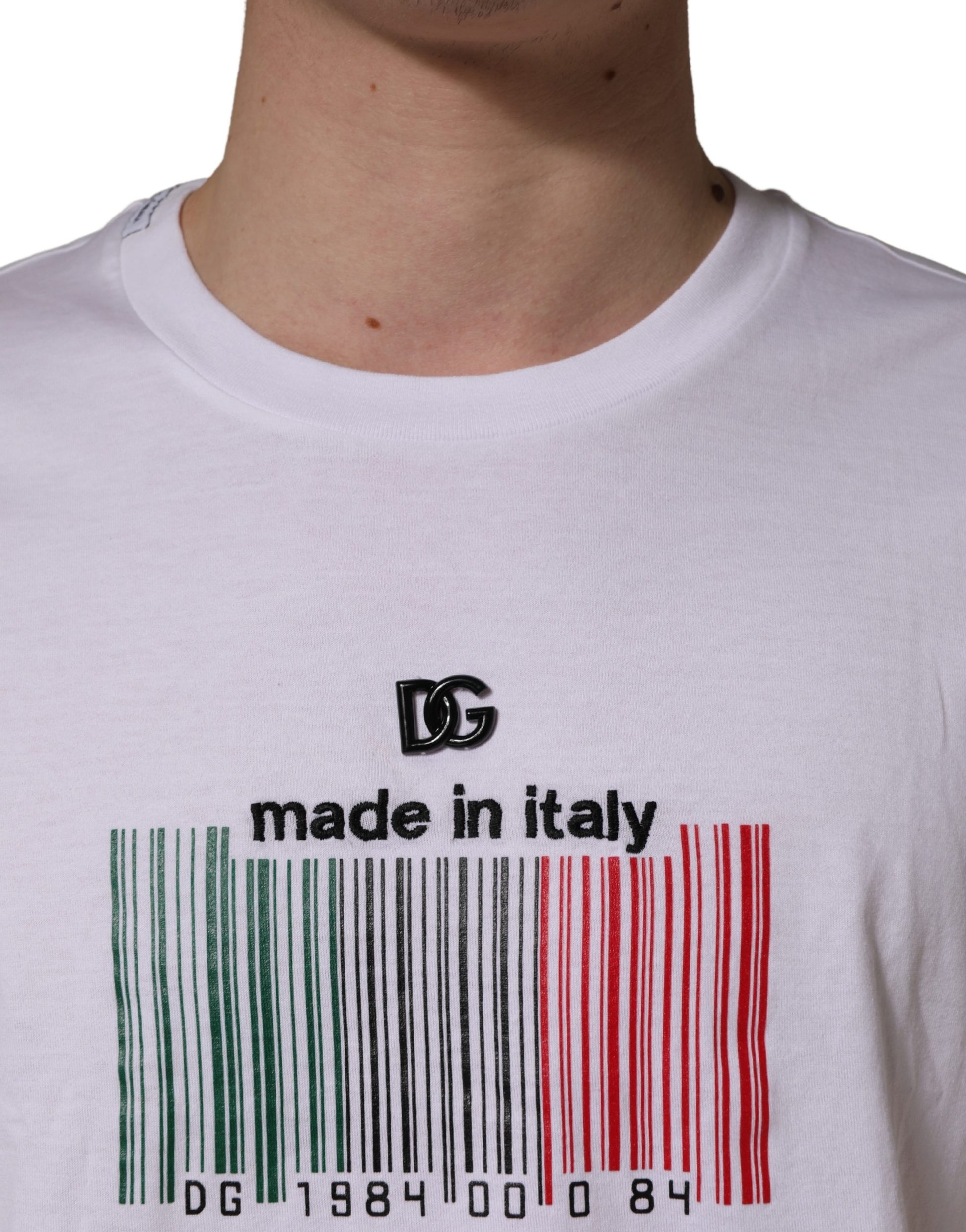 White t-shirt with barcode design