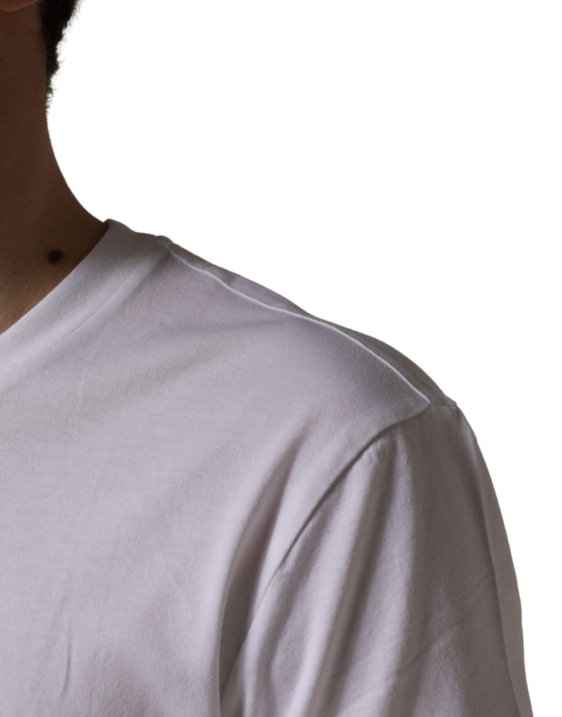 White short sleeve t-shirt on a person