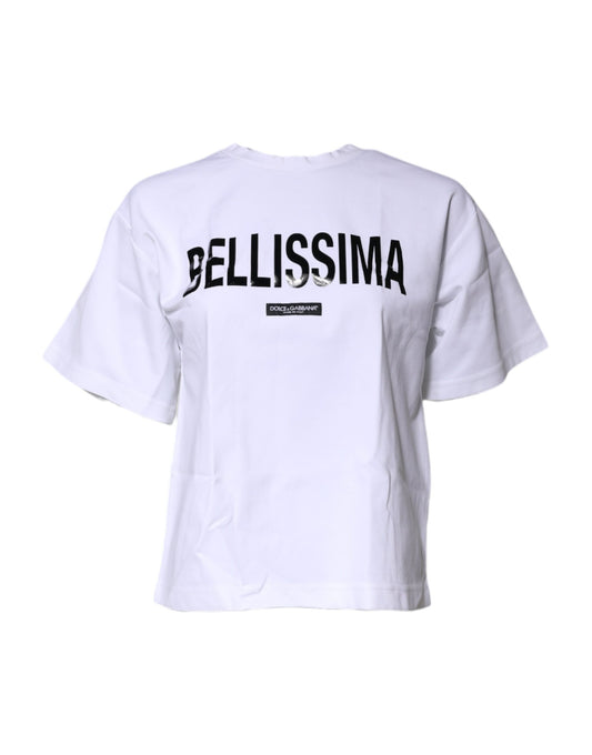 White t-shirt with black lettering