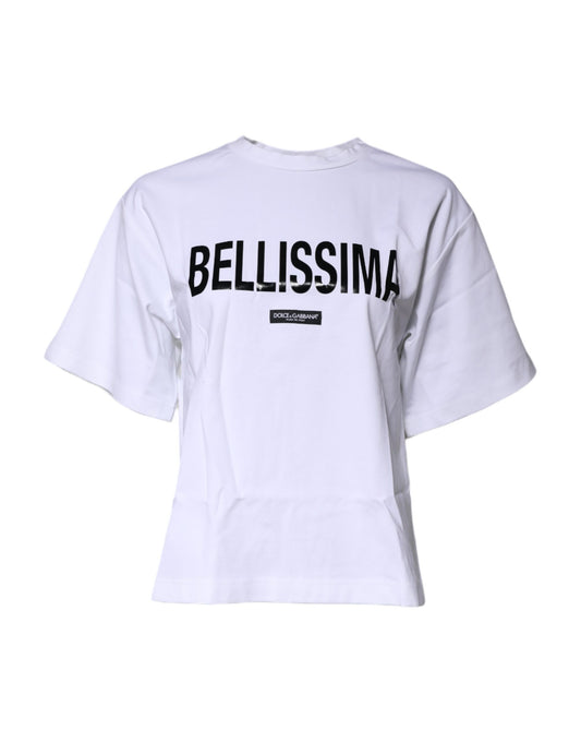 White t-shirt with black lettering
