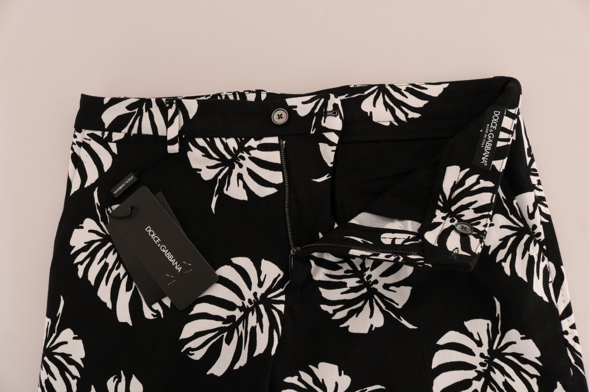 Black swimsuit with white floral pattern