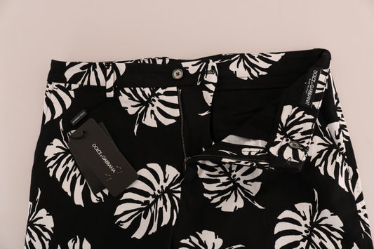 Black swimsuit with white floral pattern