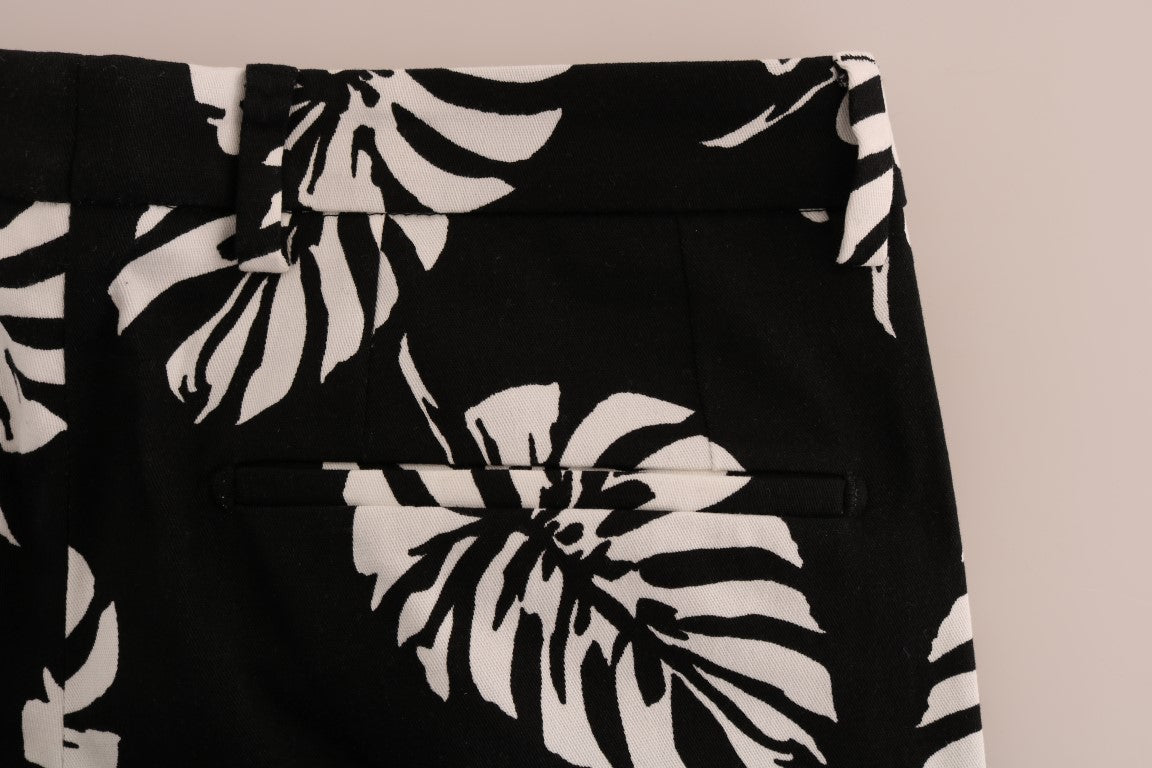 Black shorts with white floral pattern