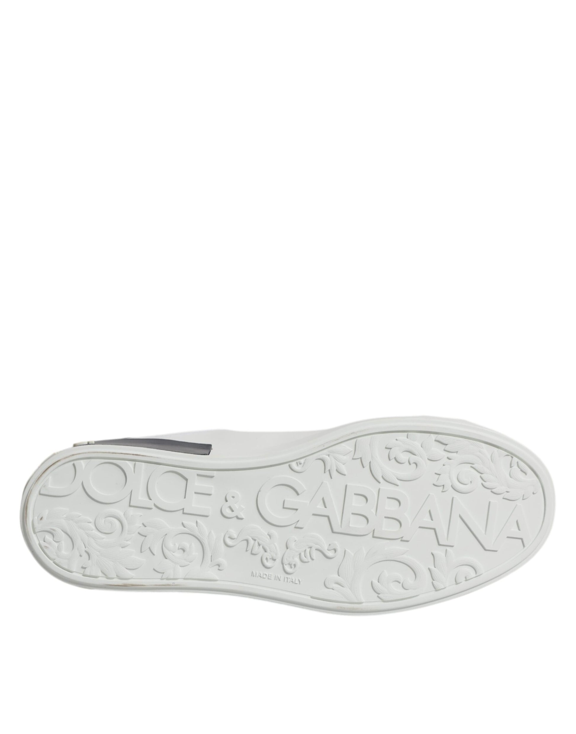 White black leather sneakers with Dolce & Gabbana logo on side