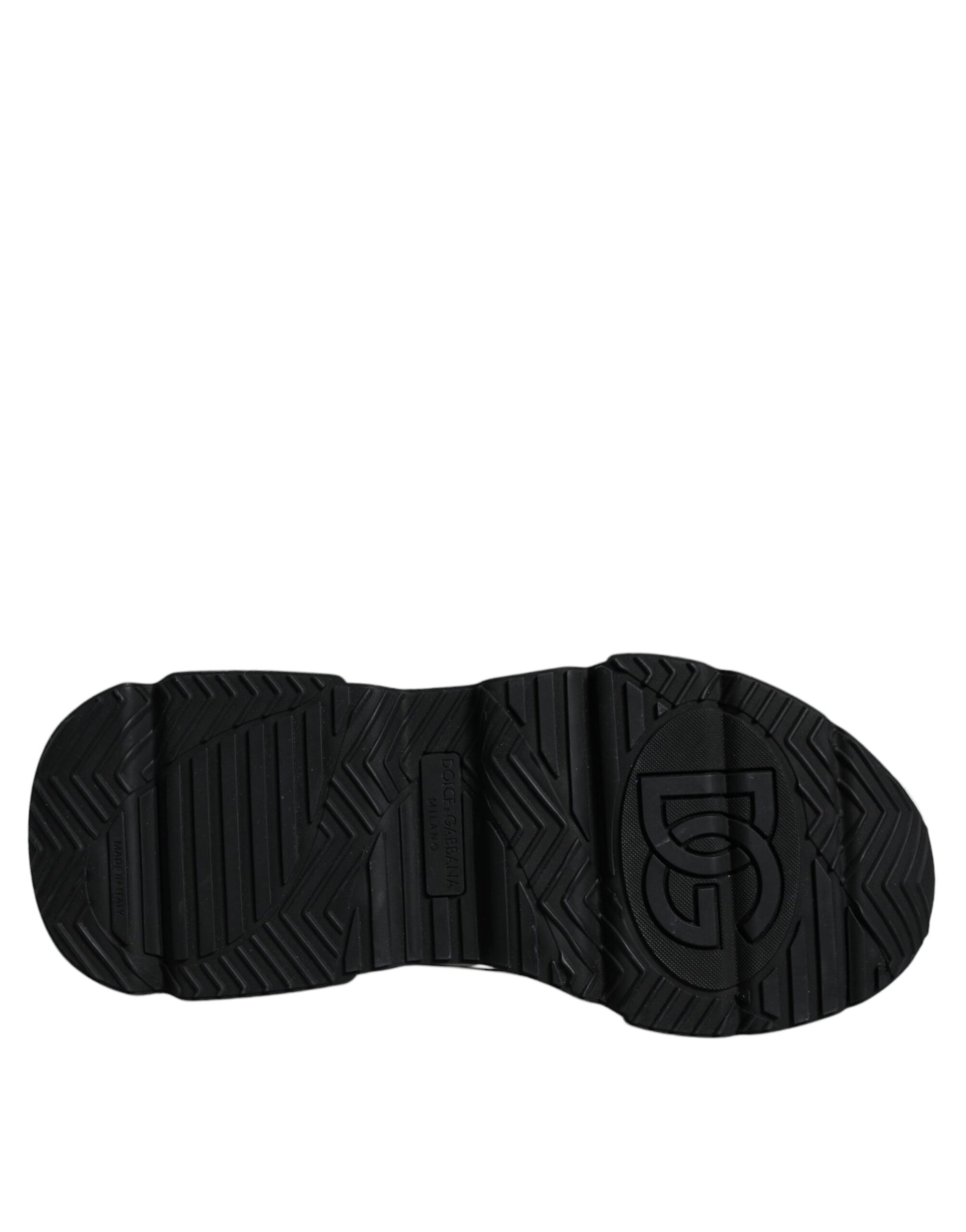 Black shoe with white sole and logo on side
