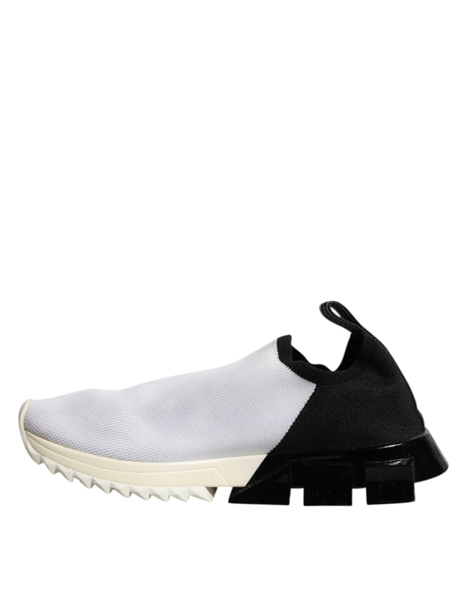 A pair of white and black sneakers with a low top, featuring a textured design on the side
