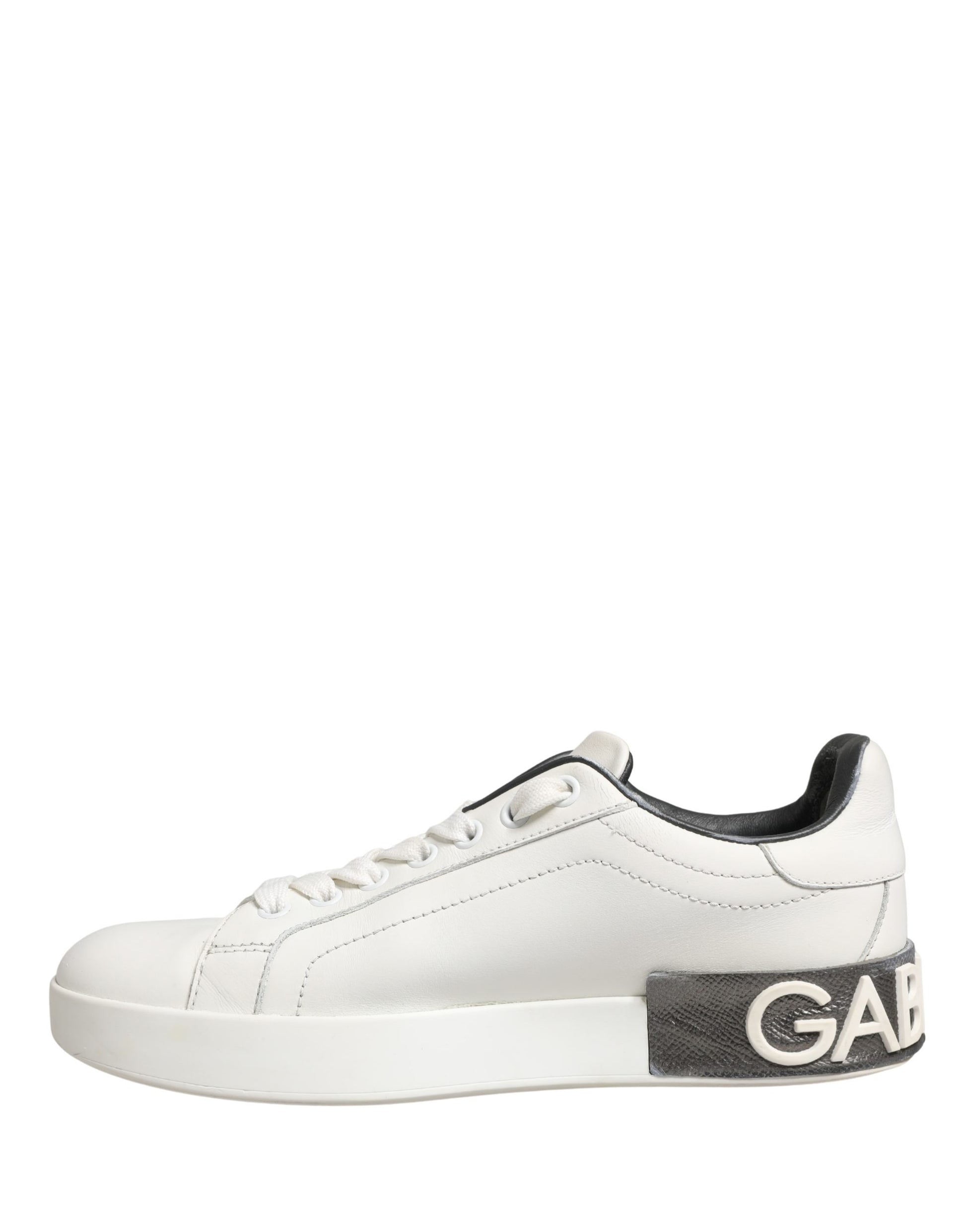 White black leather sneakers with D&G logo