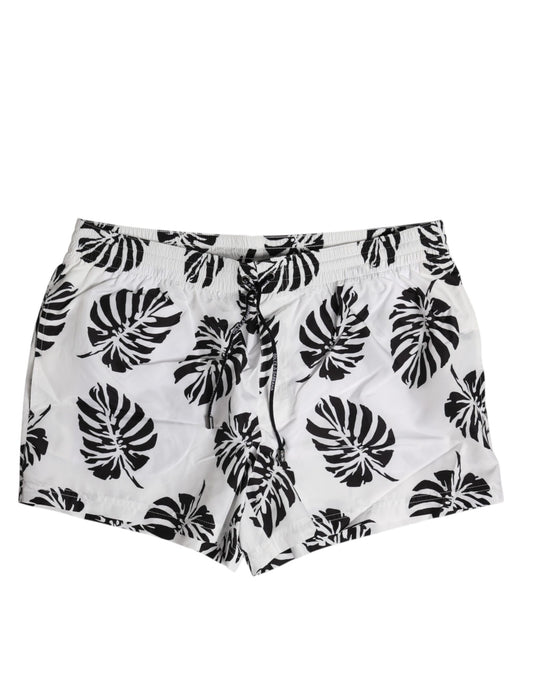 Black and white shorts with palm tree print