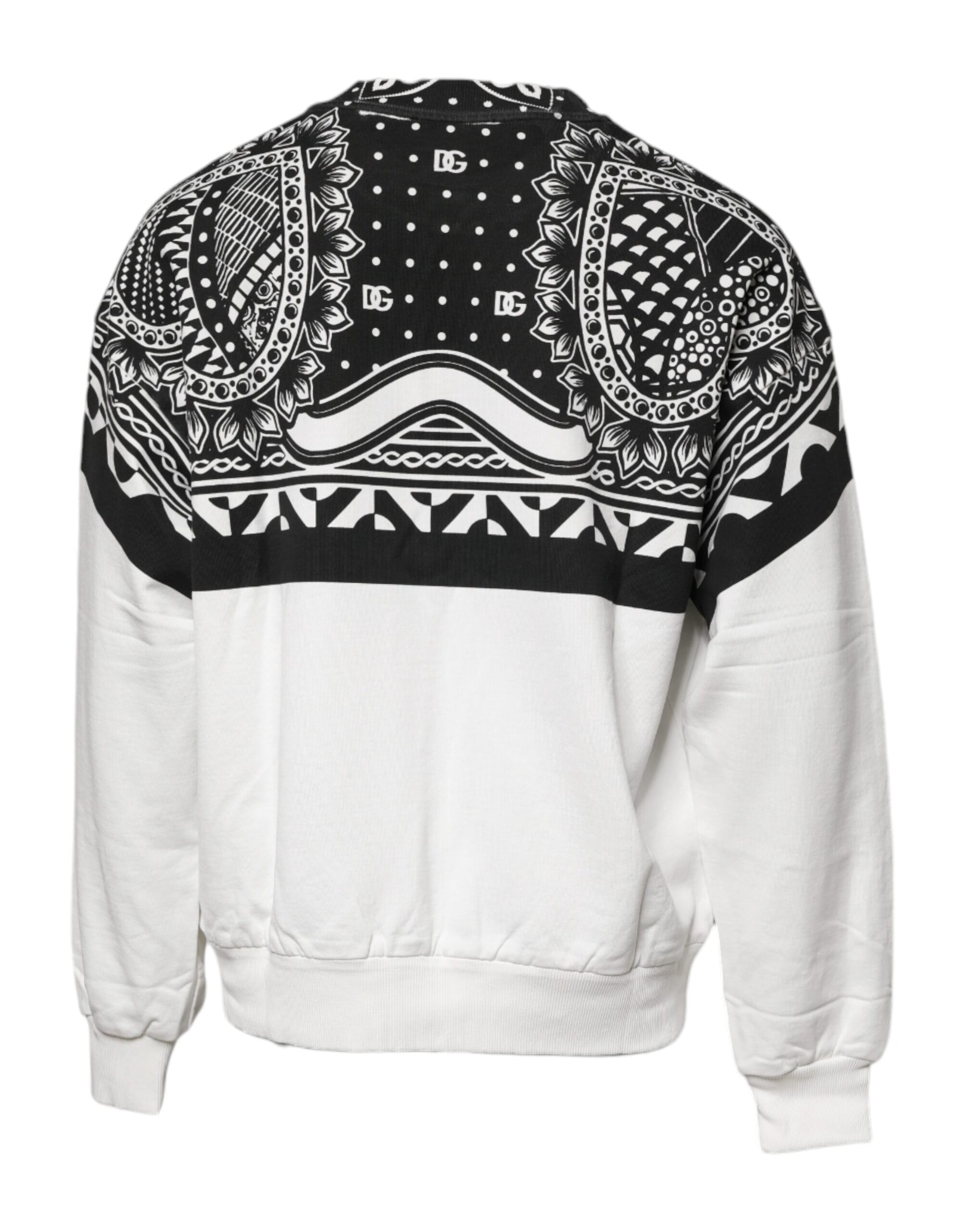 White sweater with black tribal pattern on back