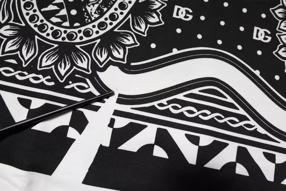 Black and white patterned fabric with intricate designs