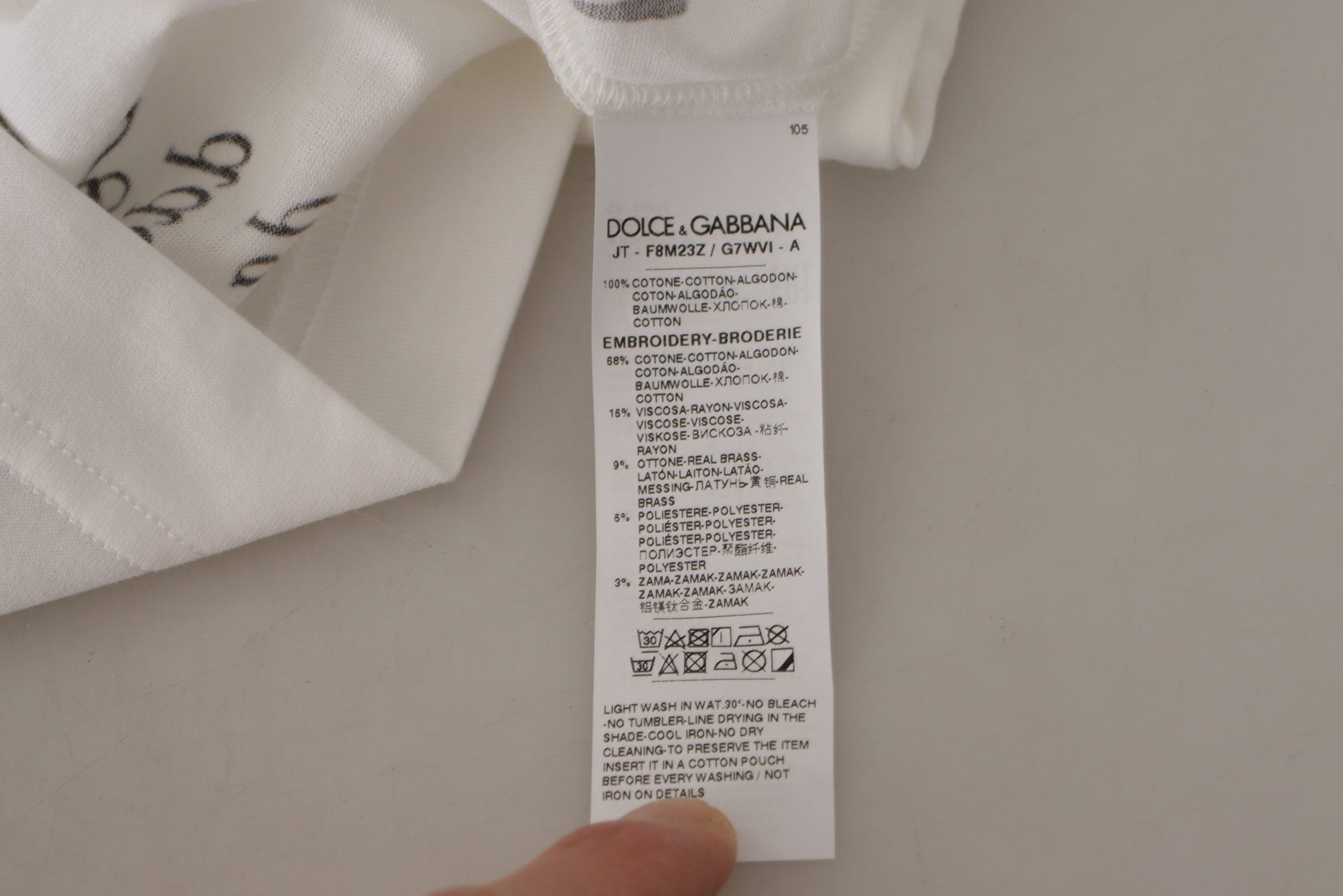 White tag on clothing item