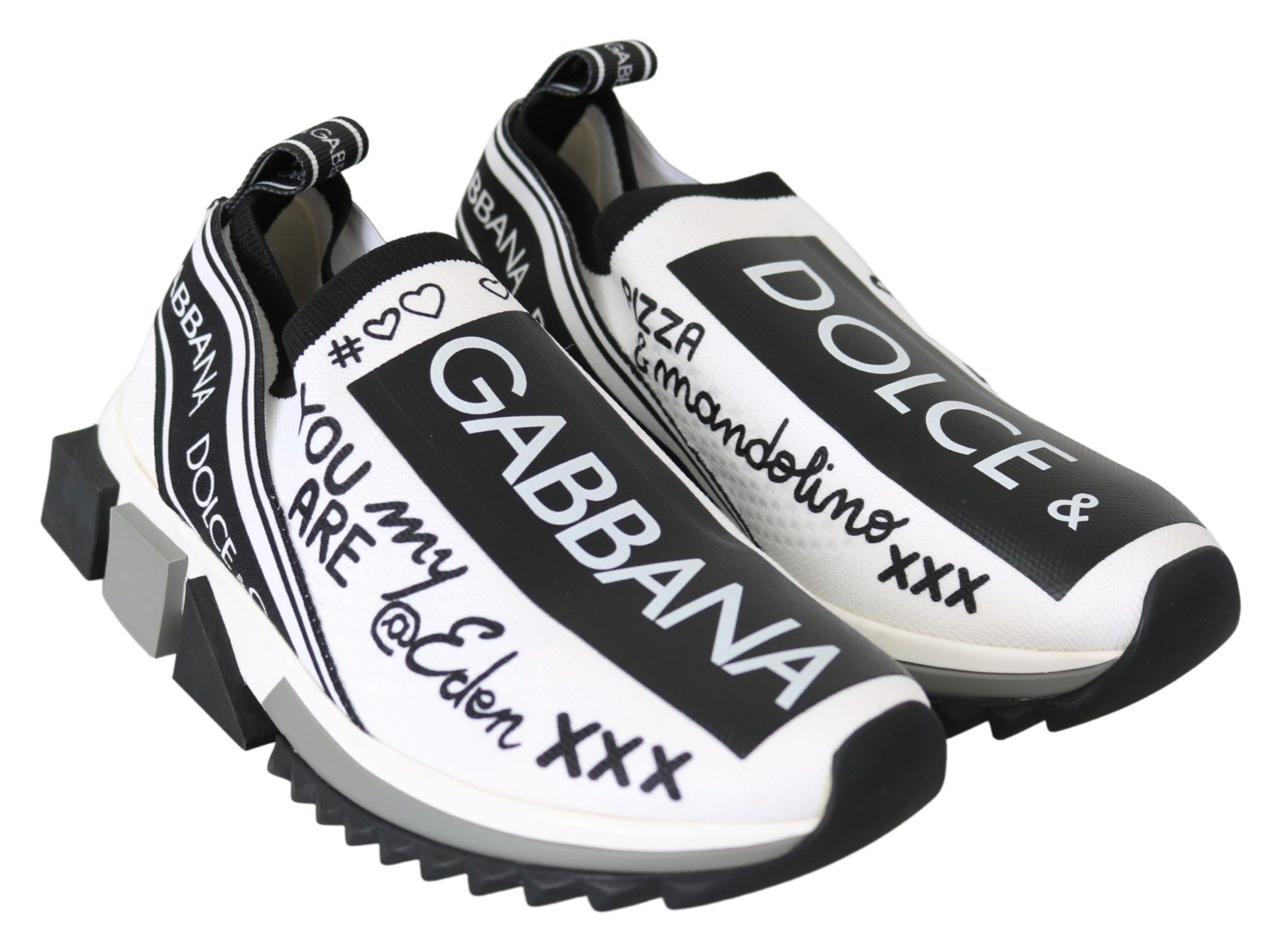 Pair of sneakers with handwritten messages on side