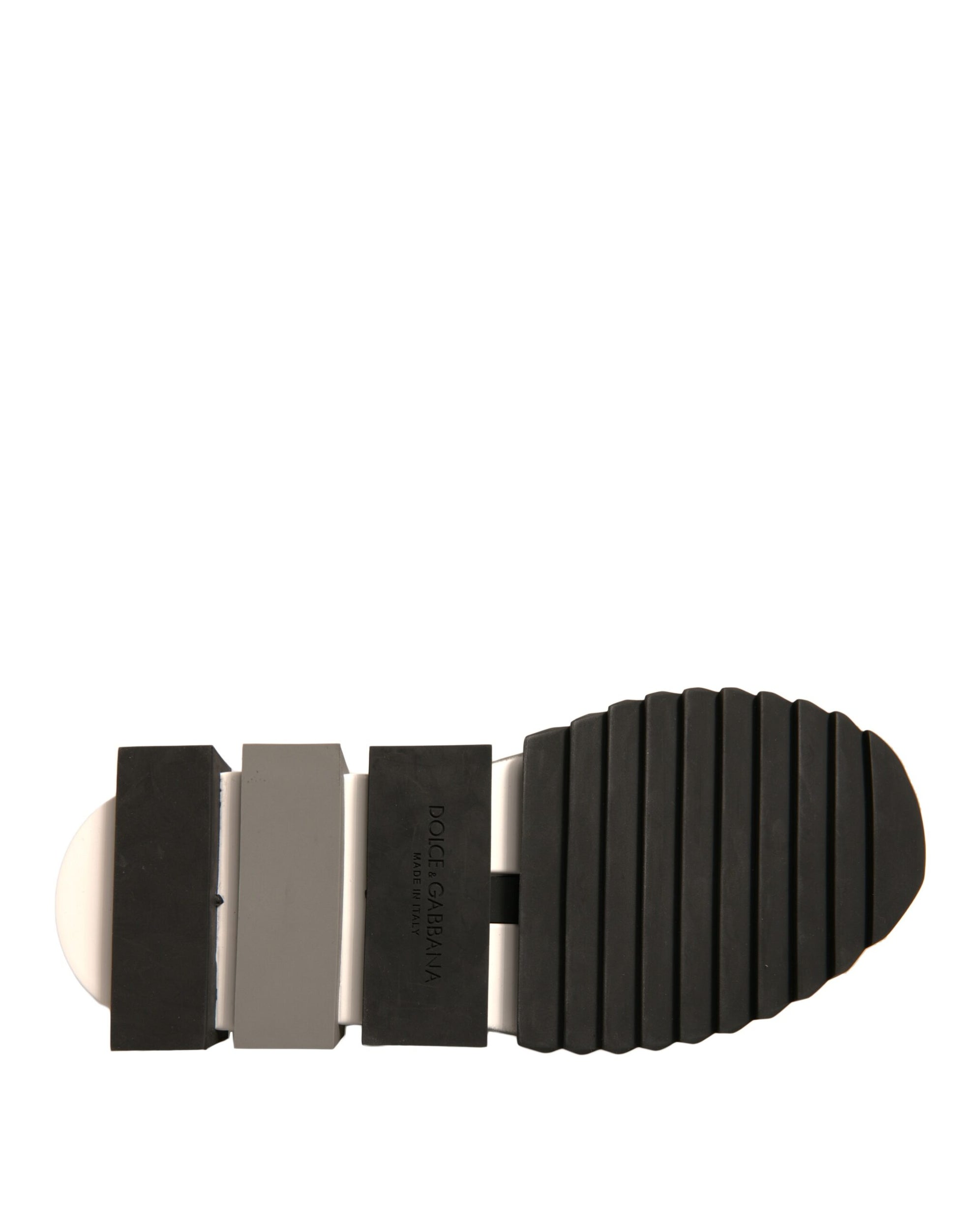 Black shoe with a white sole