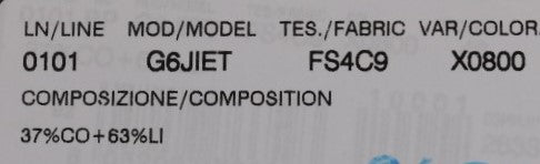 A label with various codes and information about a product. It includes details such as model number, color c