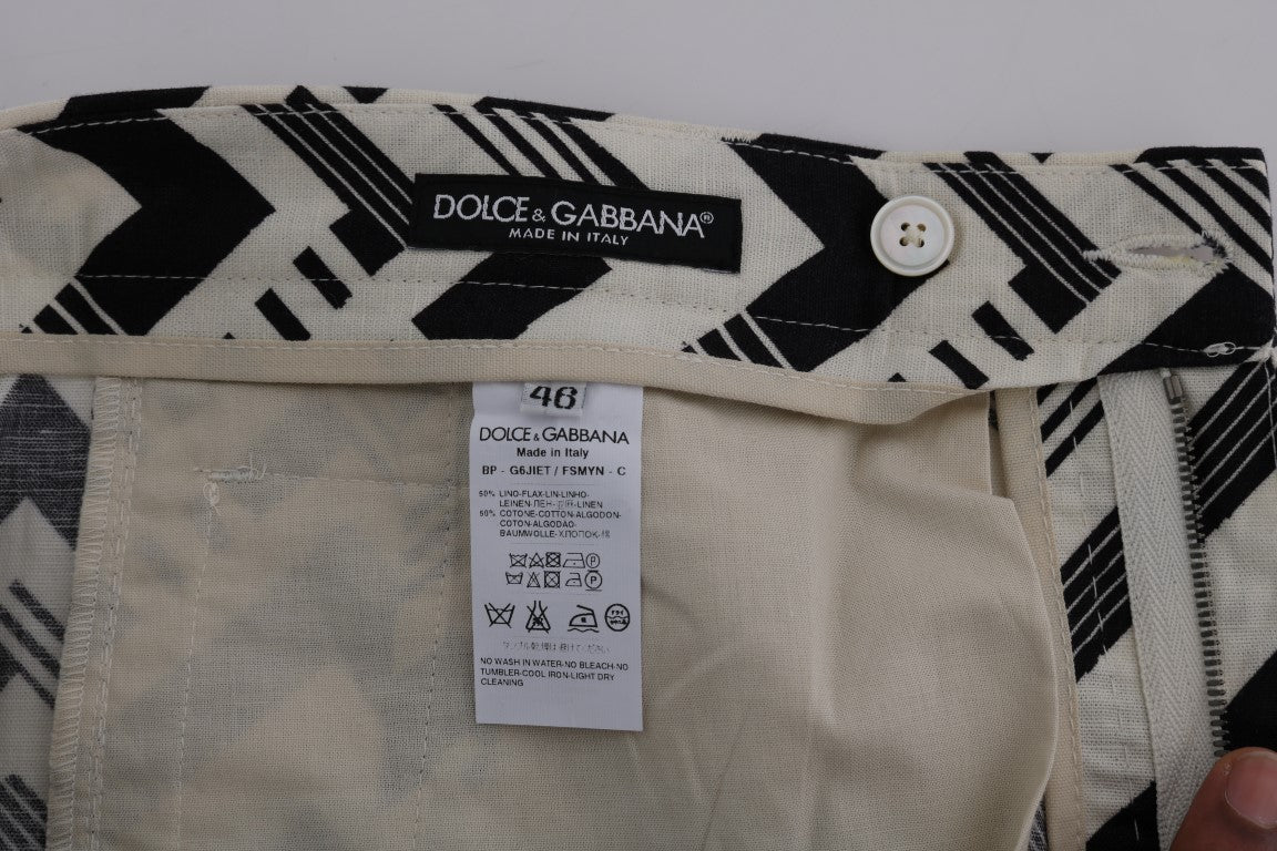 Pair of men's trousers with a black and white patterned design