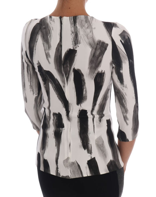 Black and white abstract print blouse