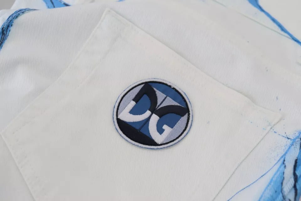 White jersey with blue logo on front