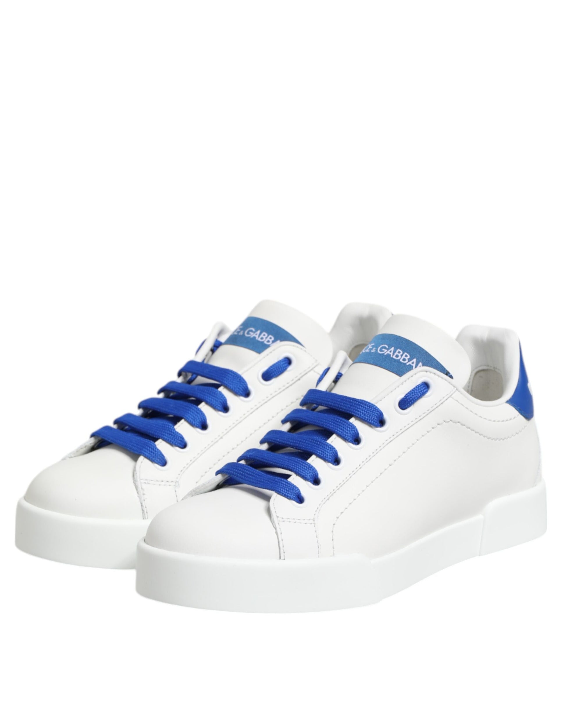 Blue and white sneakers