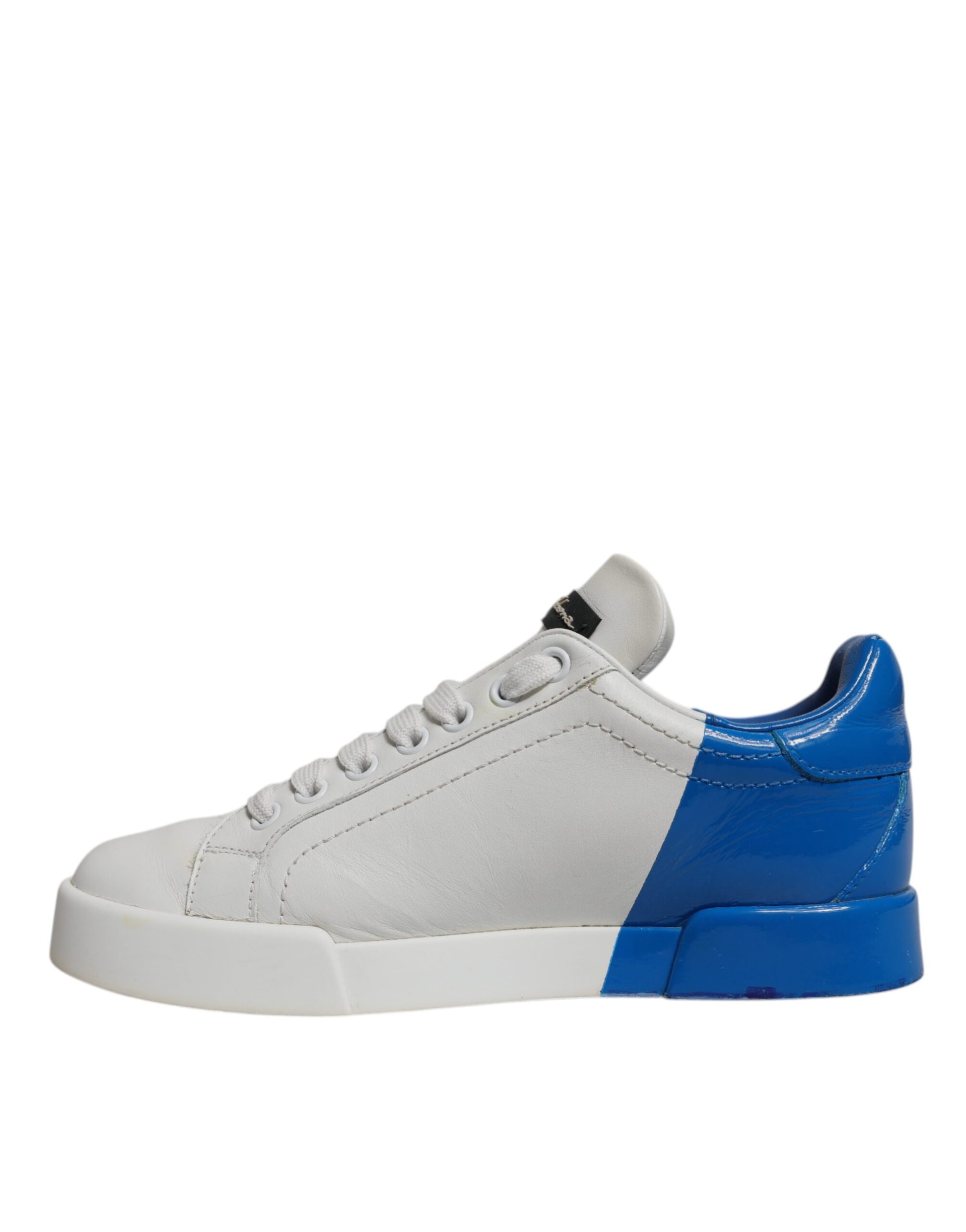 Blue and white sneaker with laces