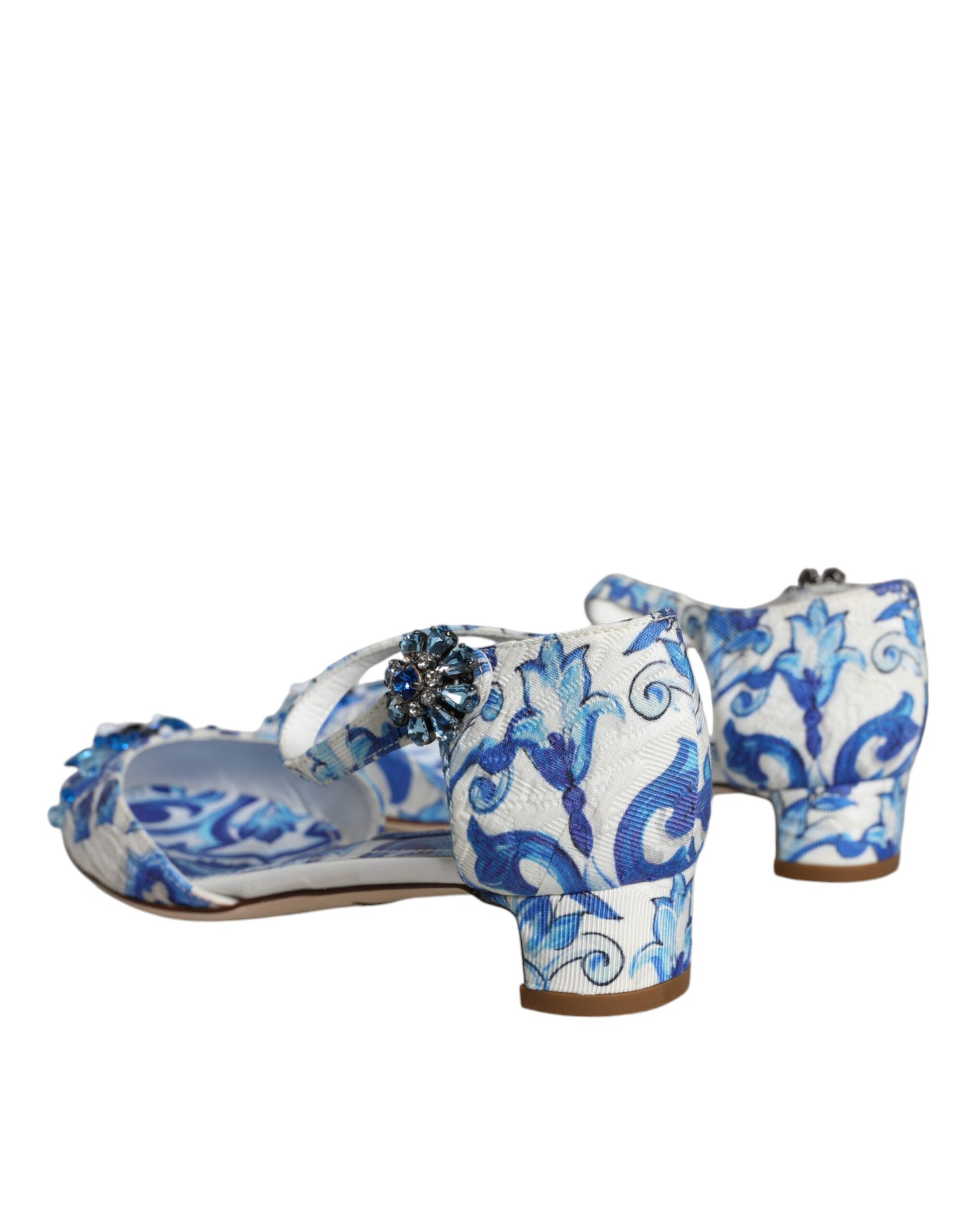 Pair of blue and white patterned women's shoes