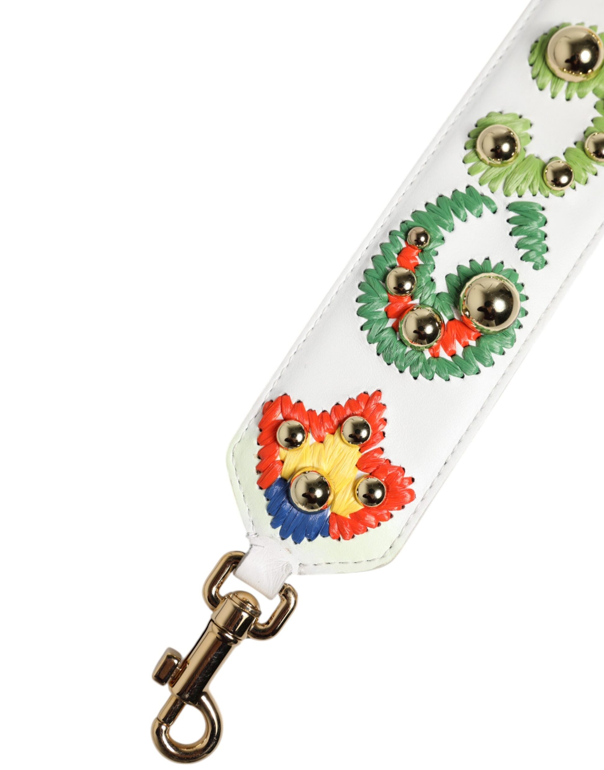 Colorful embroidered belt with metal beads