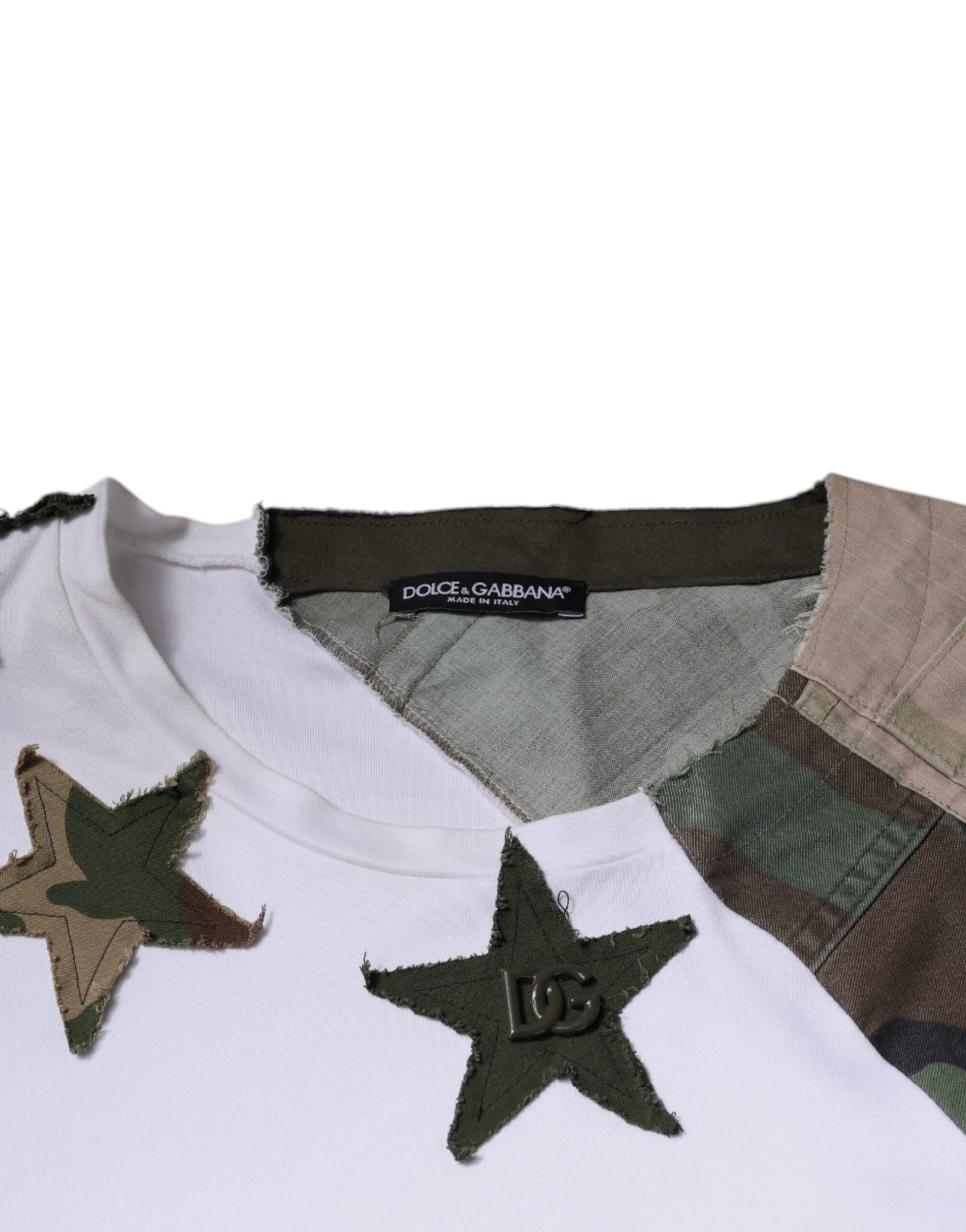 Camouflage pattern shirt with white star embroidery