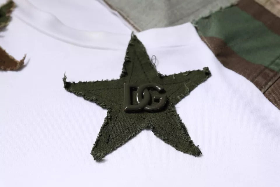 White shirt with green star embroidery