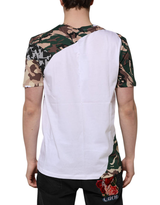 Camouflage print on white shirt