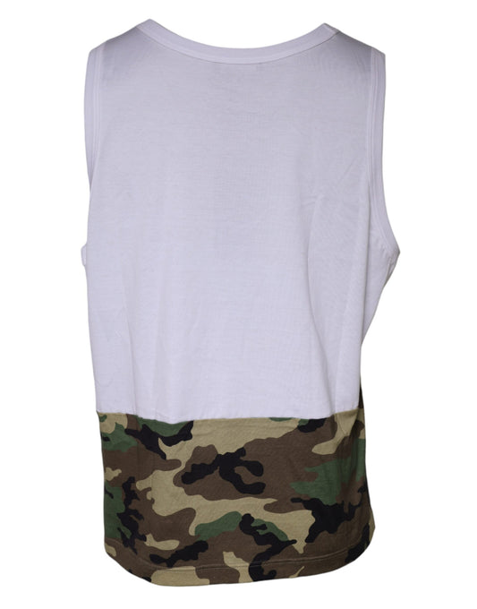 Tank top with camouflage pattern on sleeves