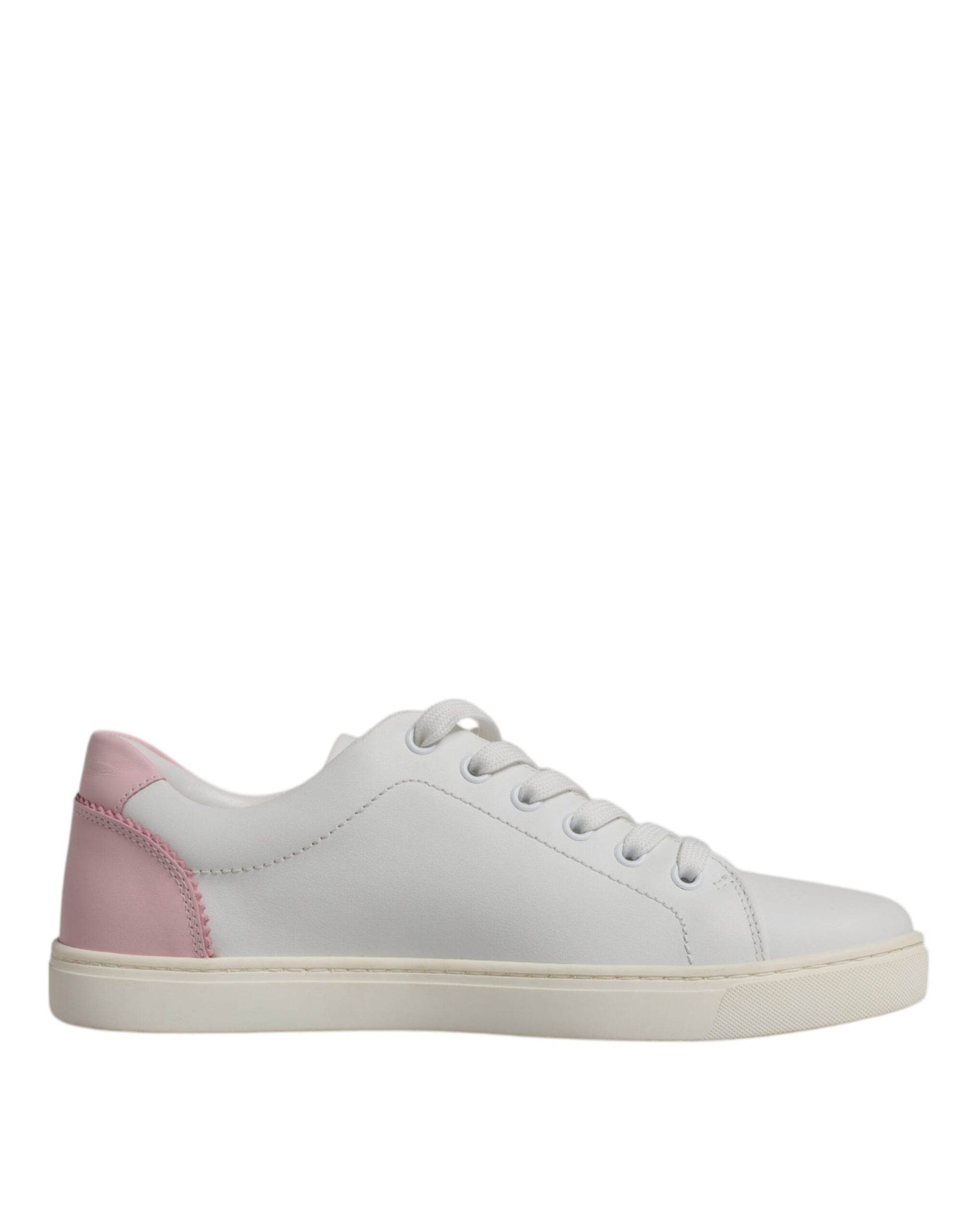 Pink and white sneaker with laces