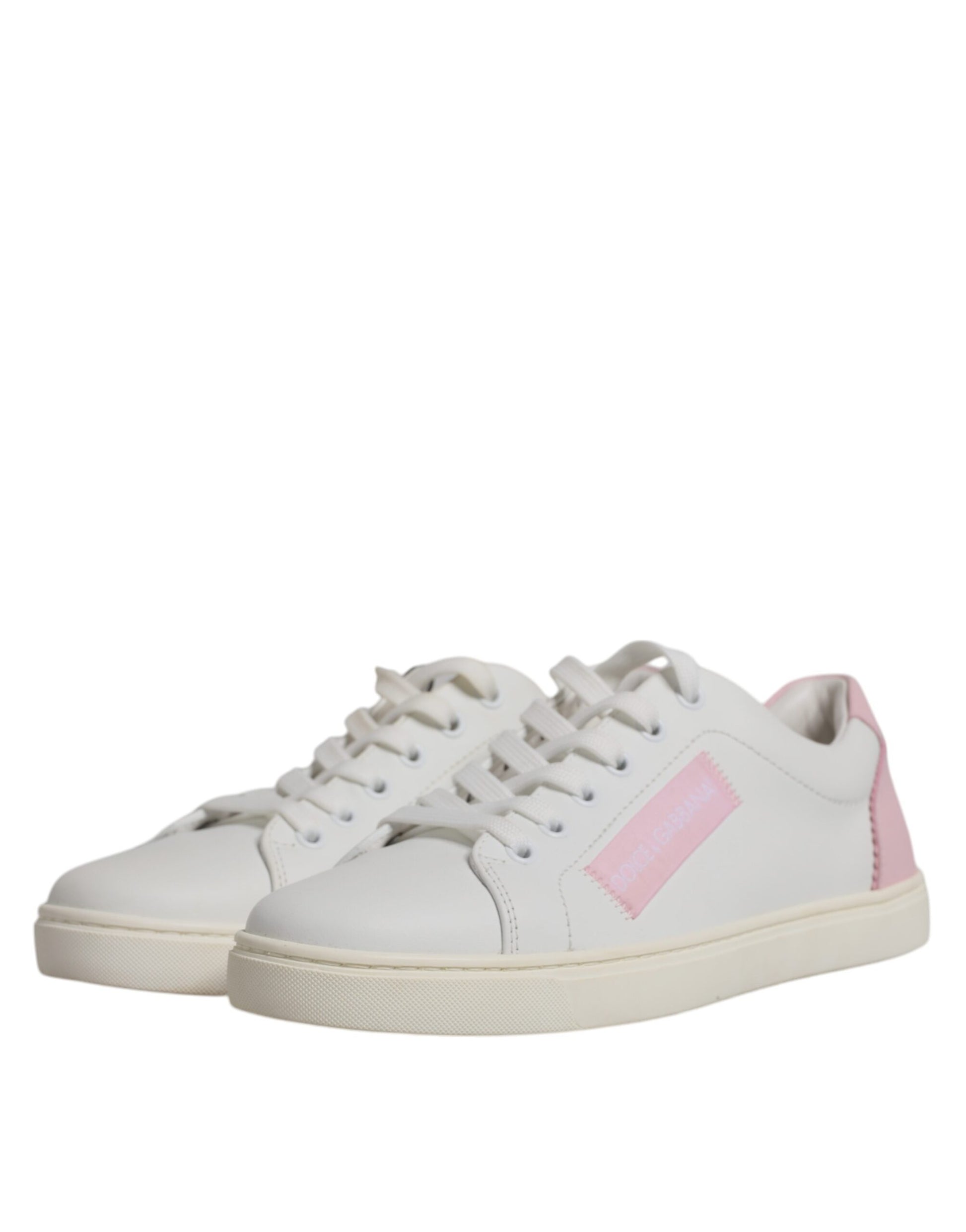 White sneakers with pink accents and laces