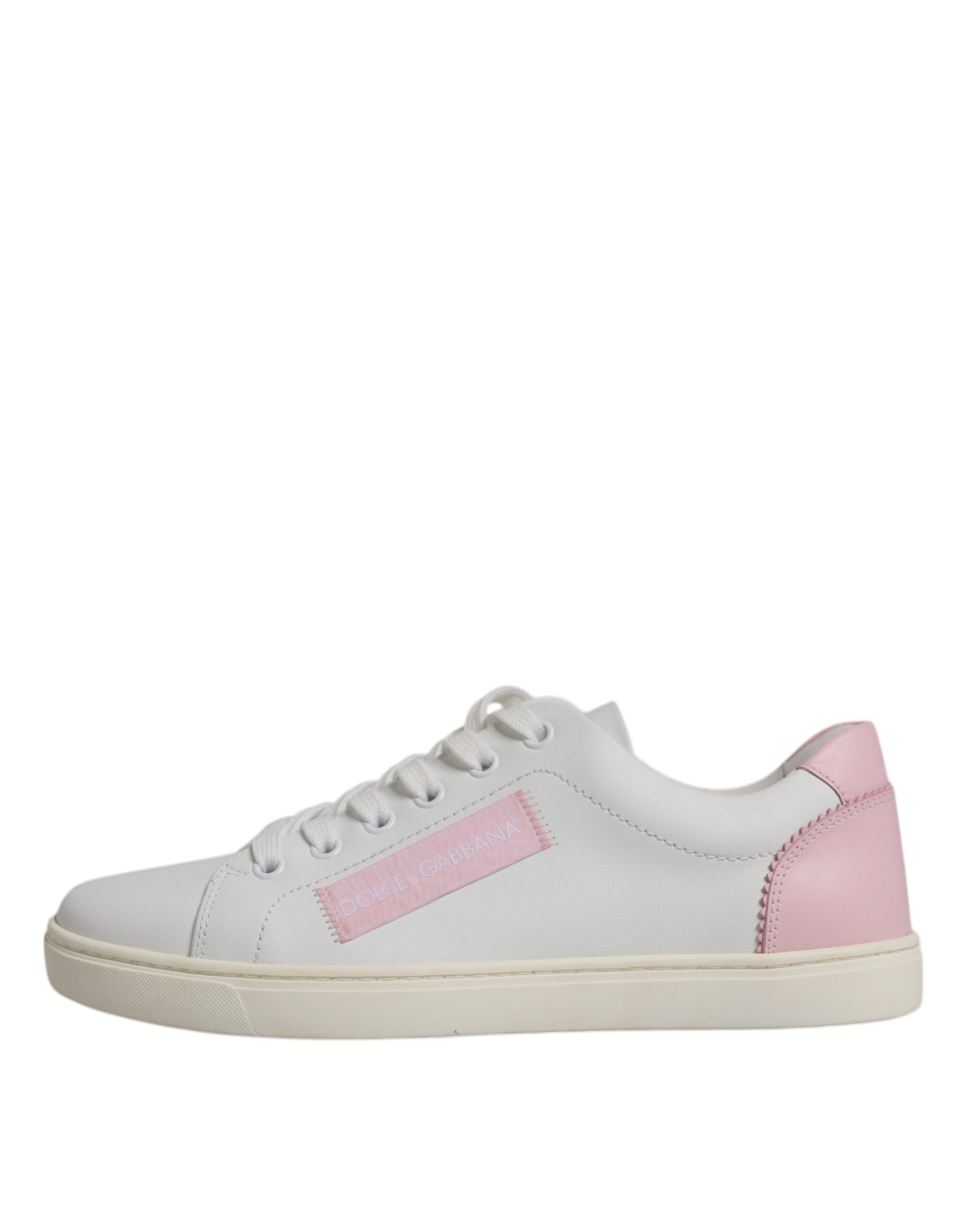 Pink and white sneakers with pink laces